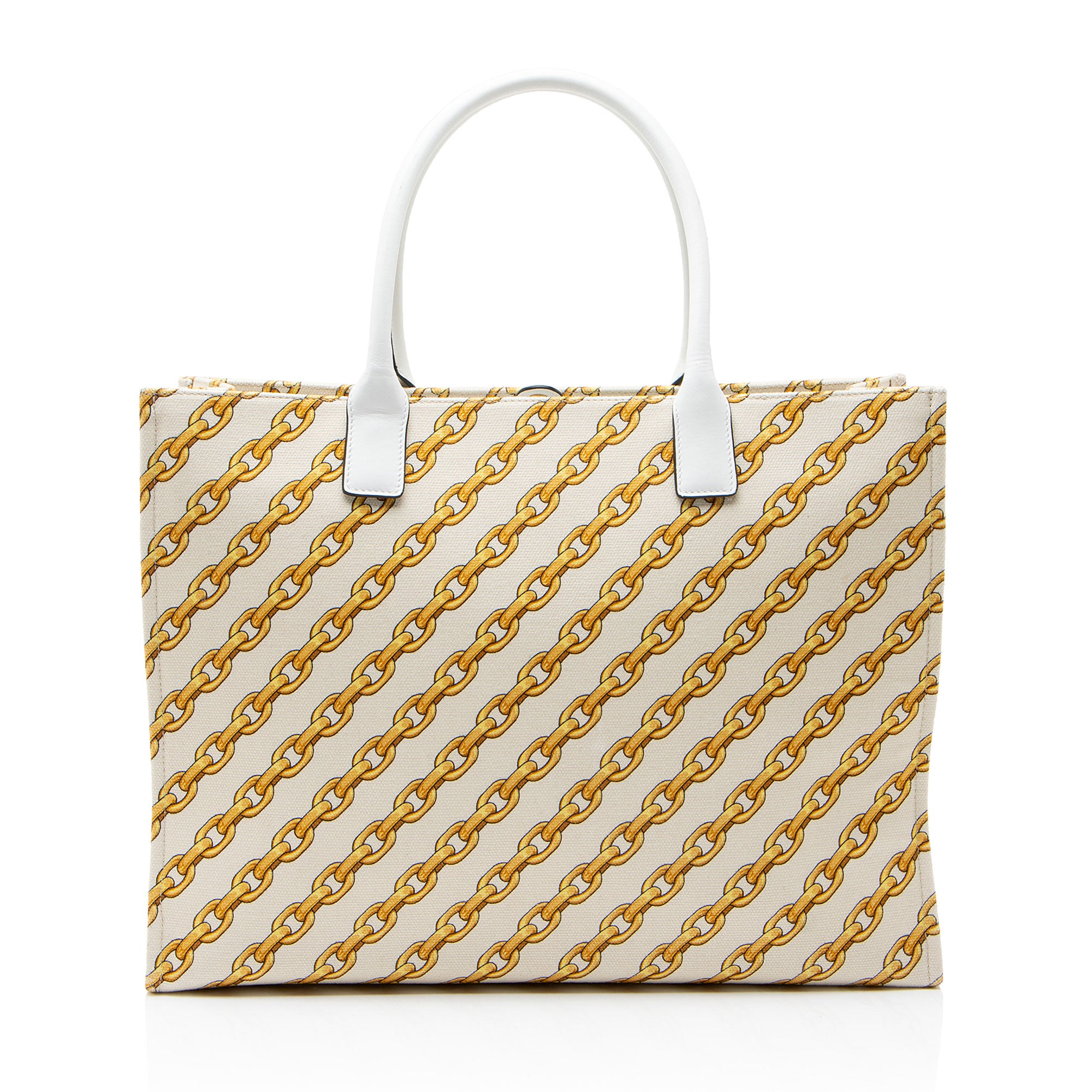 Versace Chain Link Canvas La Medusa Large Tote