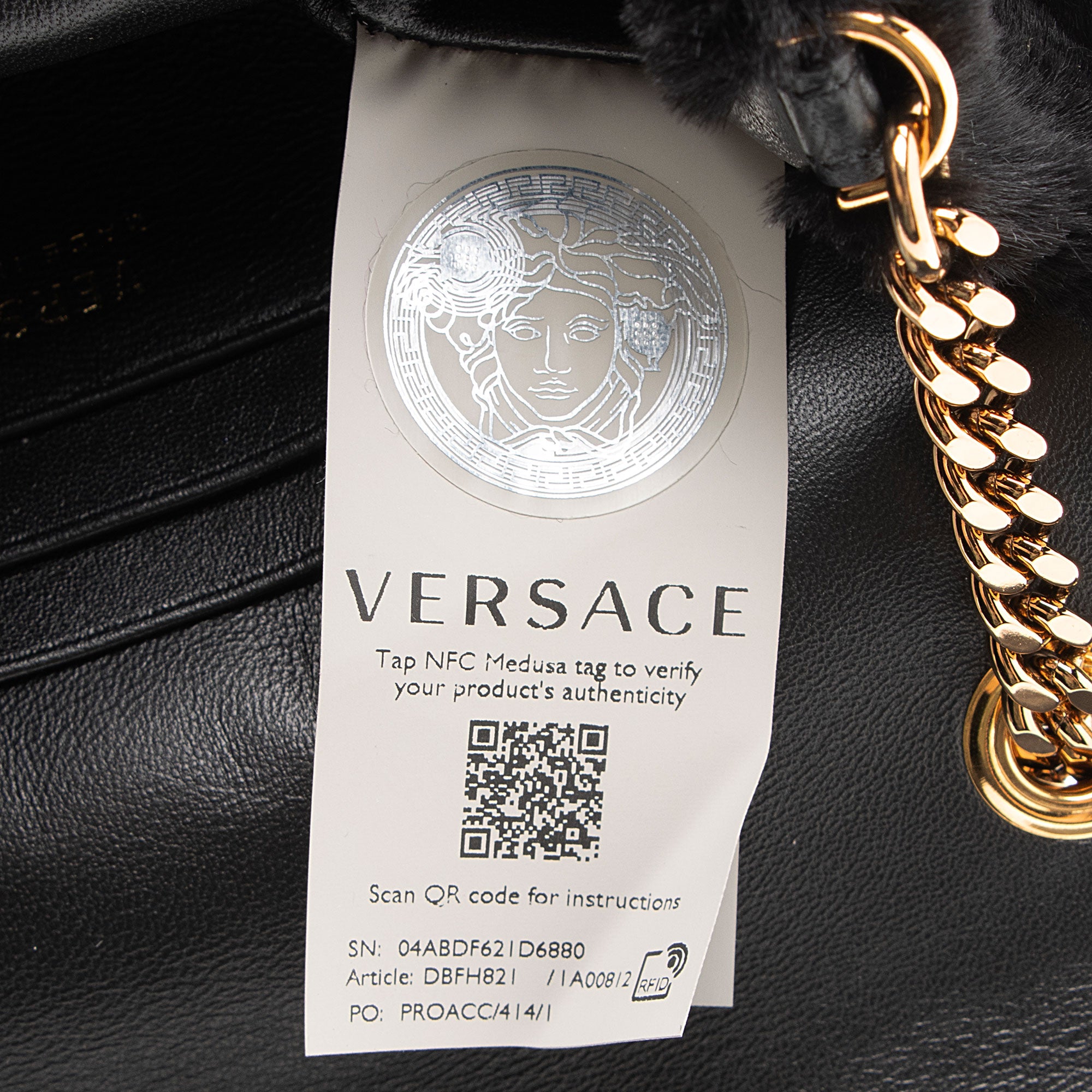 Versace Faux Fur Virtus Shoulder Bag (SHF-9AXZ0I)
