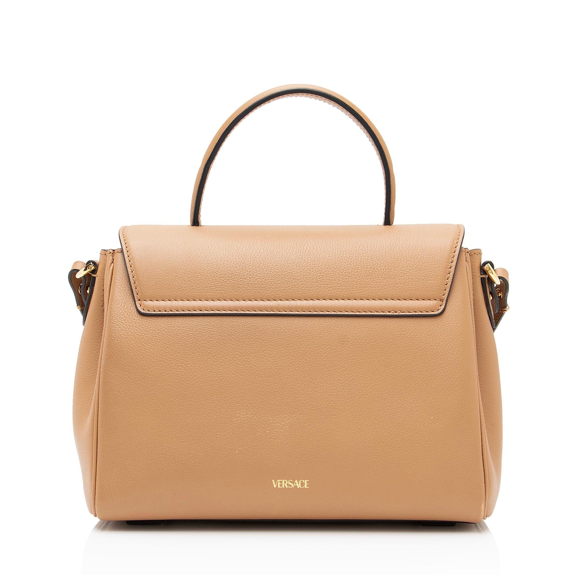 Versace Grained Leather Le Medusa Medium Satchel (SHF-STNaOB)