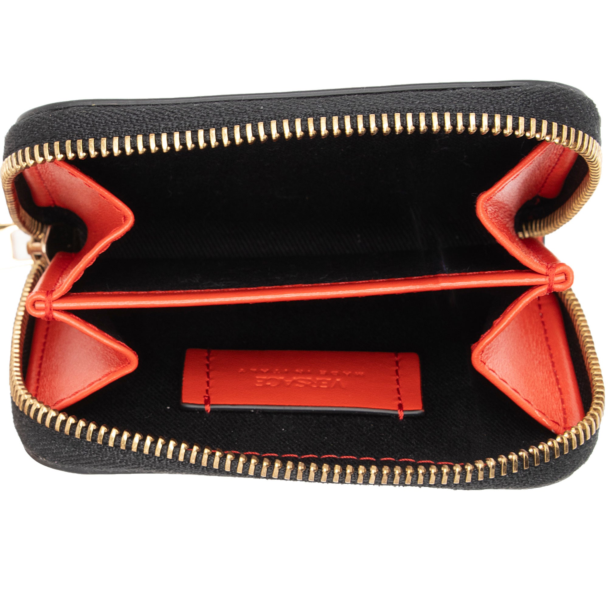 Versace La Greca Coated Canvas Compact Zip Around Wallet (SHF-iOafK7)