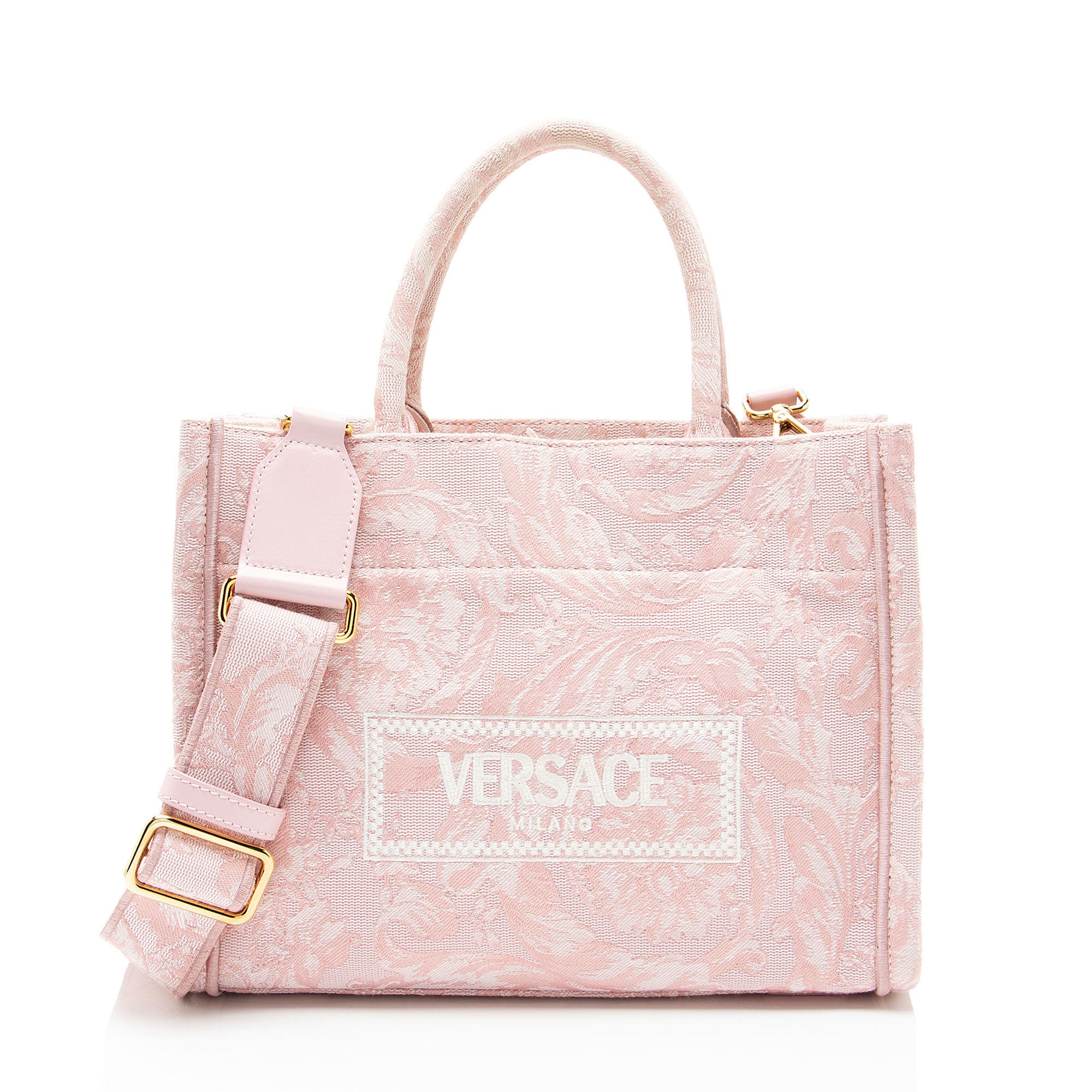 Versace Logo Canvas Barocco Athena Small Tote