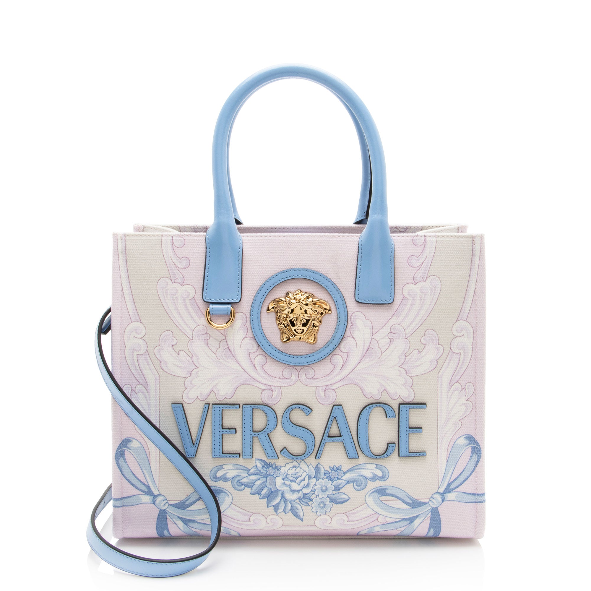 Versace Logo Canvas La Medusa Small Tote