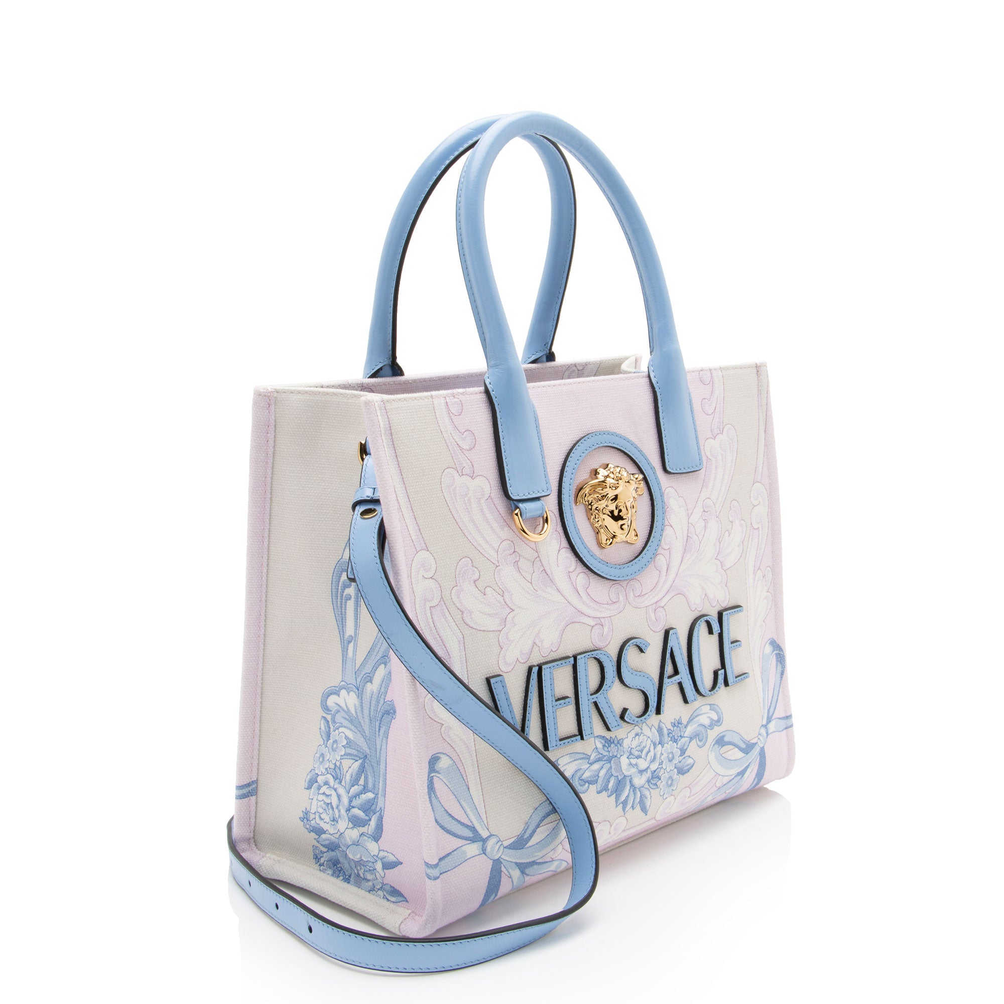 Versace Logo Canvas La Medusa Small Tote