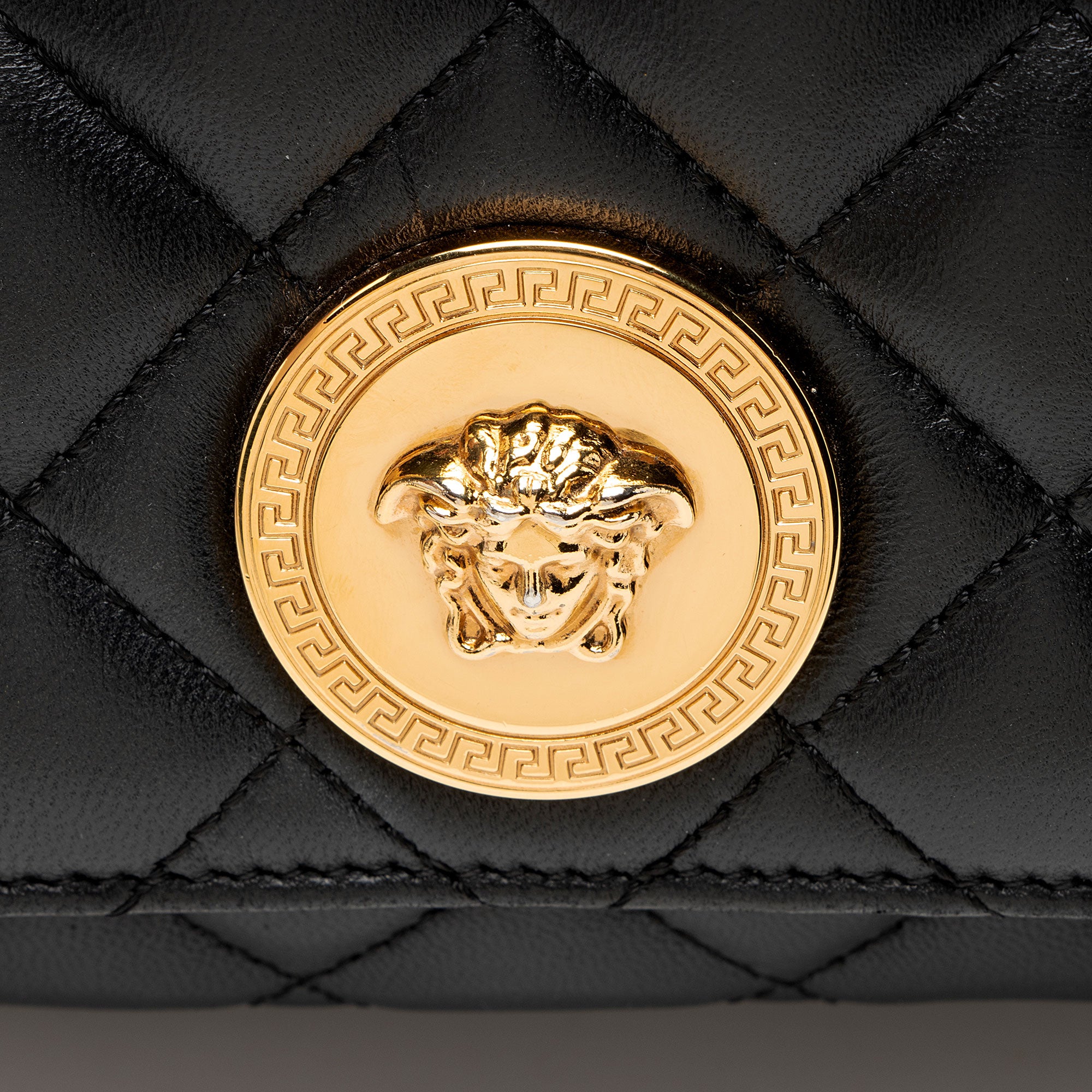 Versace Quilted Leather Medusa Square Small Flap Bag