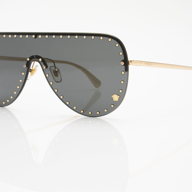 Versace Studded Rimless Shield Sunglasses (SHF-TDJHuj)
