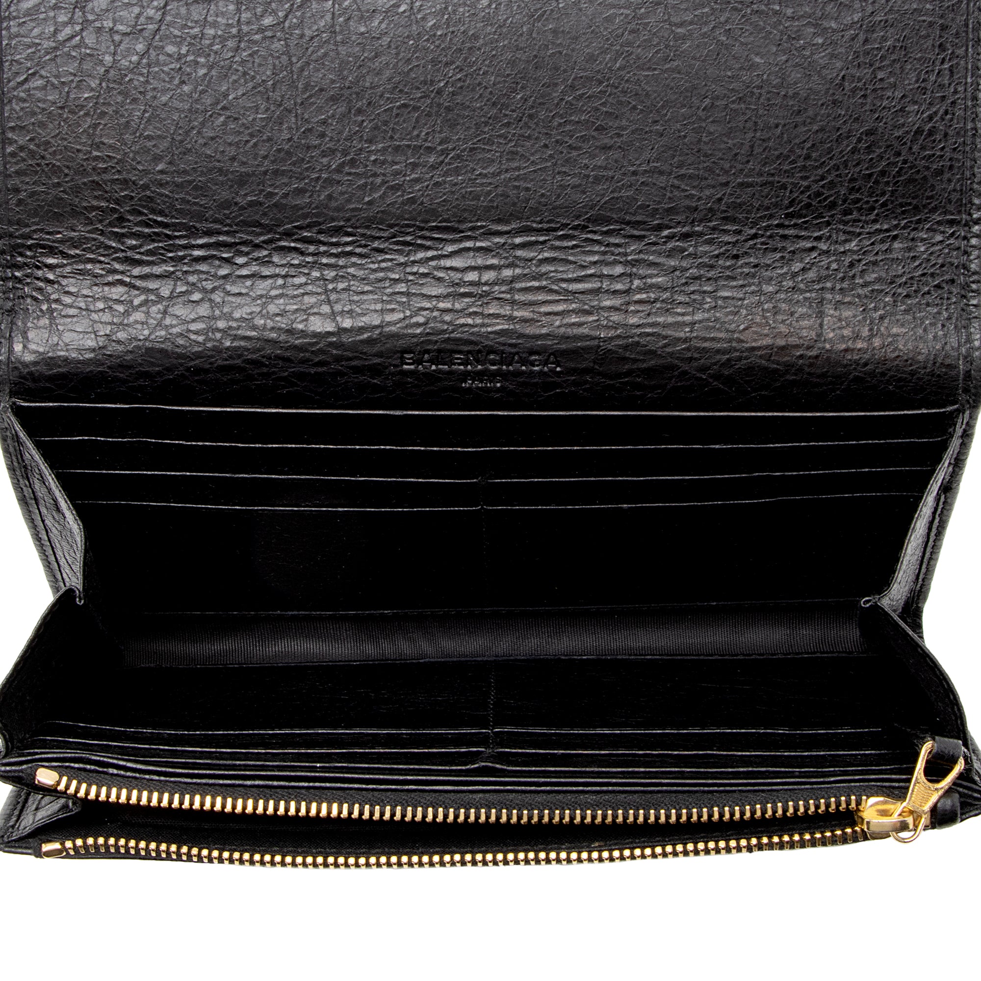 Balenciaga Agneau Motocross Classic Money Continental Wallet (SHF-22911)