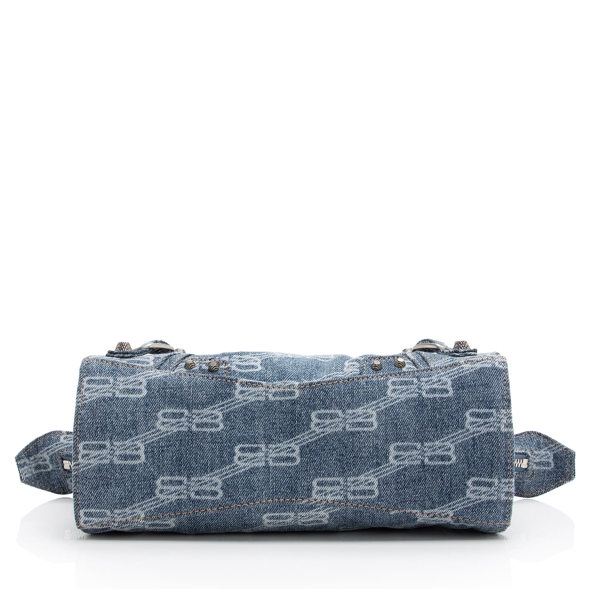 Balenciaga BB Monogram Denim Neo Cagole City XS Satchel (SHF-23464)