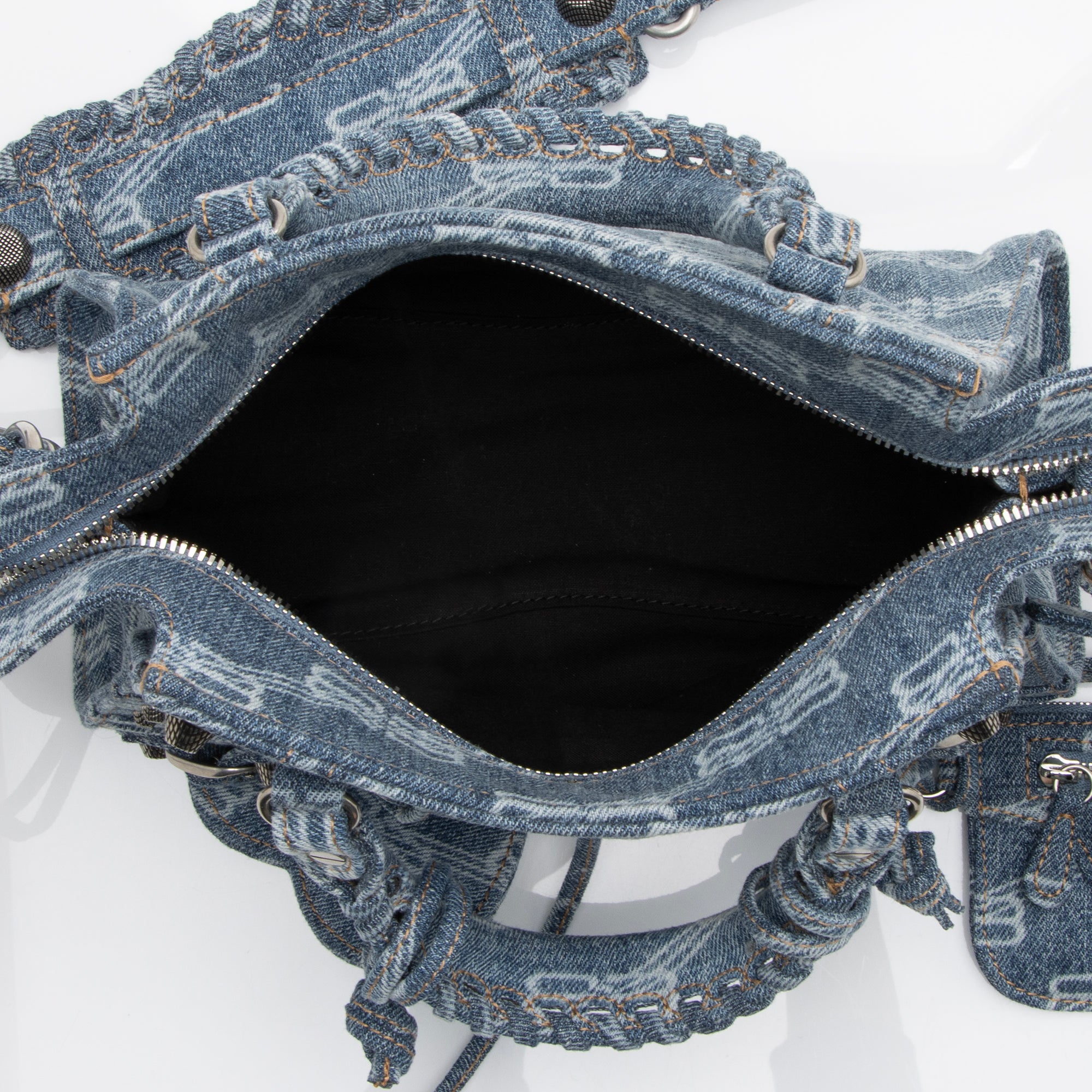 Balenciaga BB Monogram Denim Neo Cagole City XS Satchel (SHF-23464)