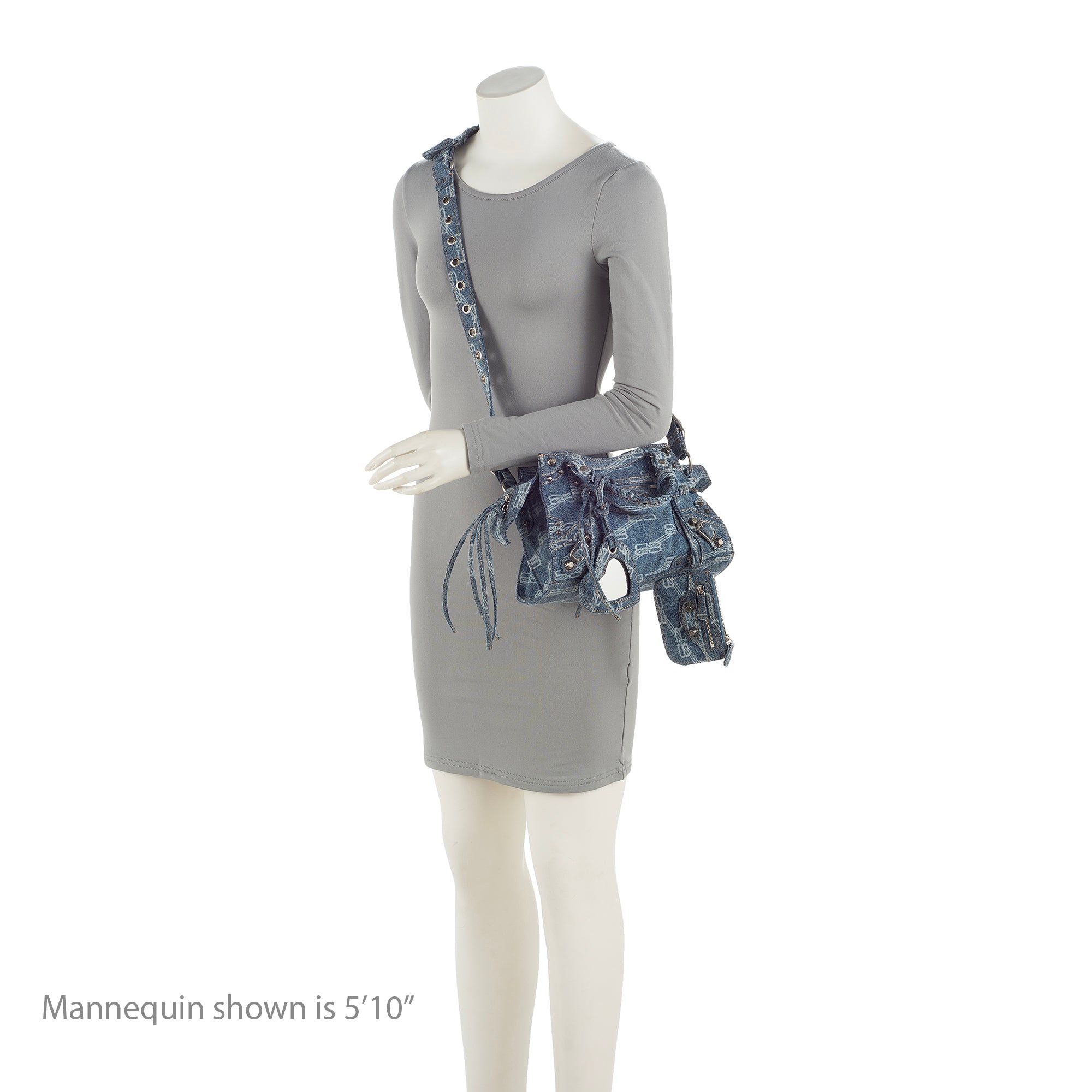 Balenciaga BB Monogram Denim Neo Cagole City XS Satchel (SHF-23464)