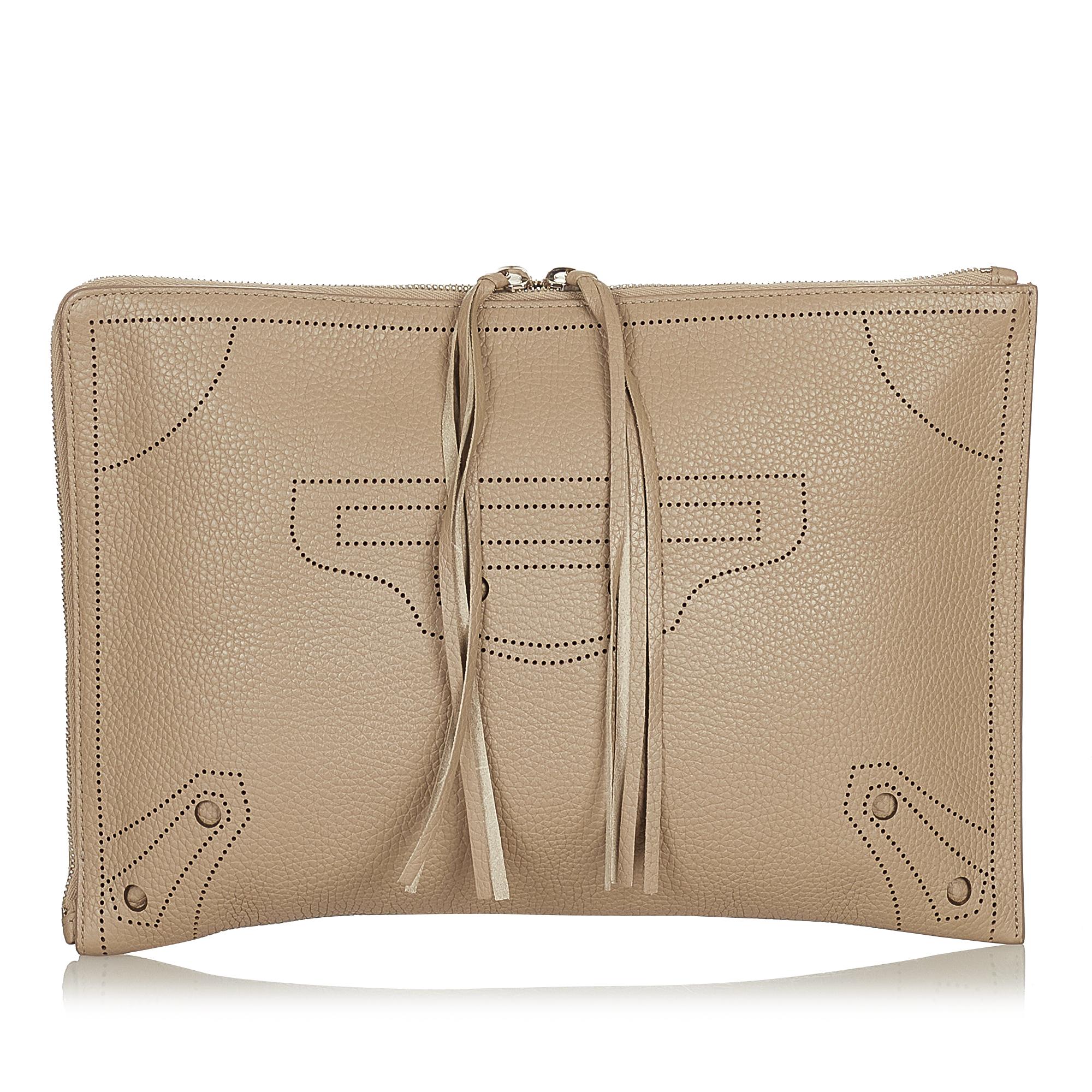 Balenciaga Blackout Zip Leather Clutch Bag (SHG-37475)