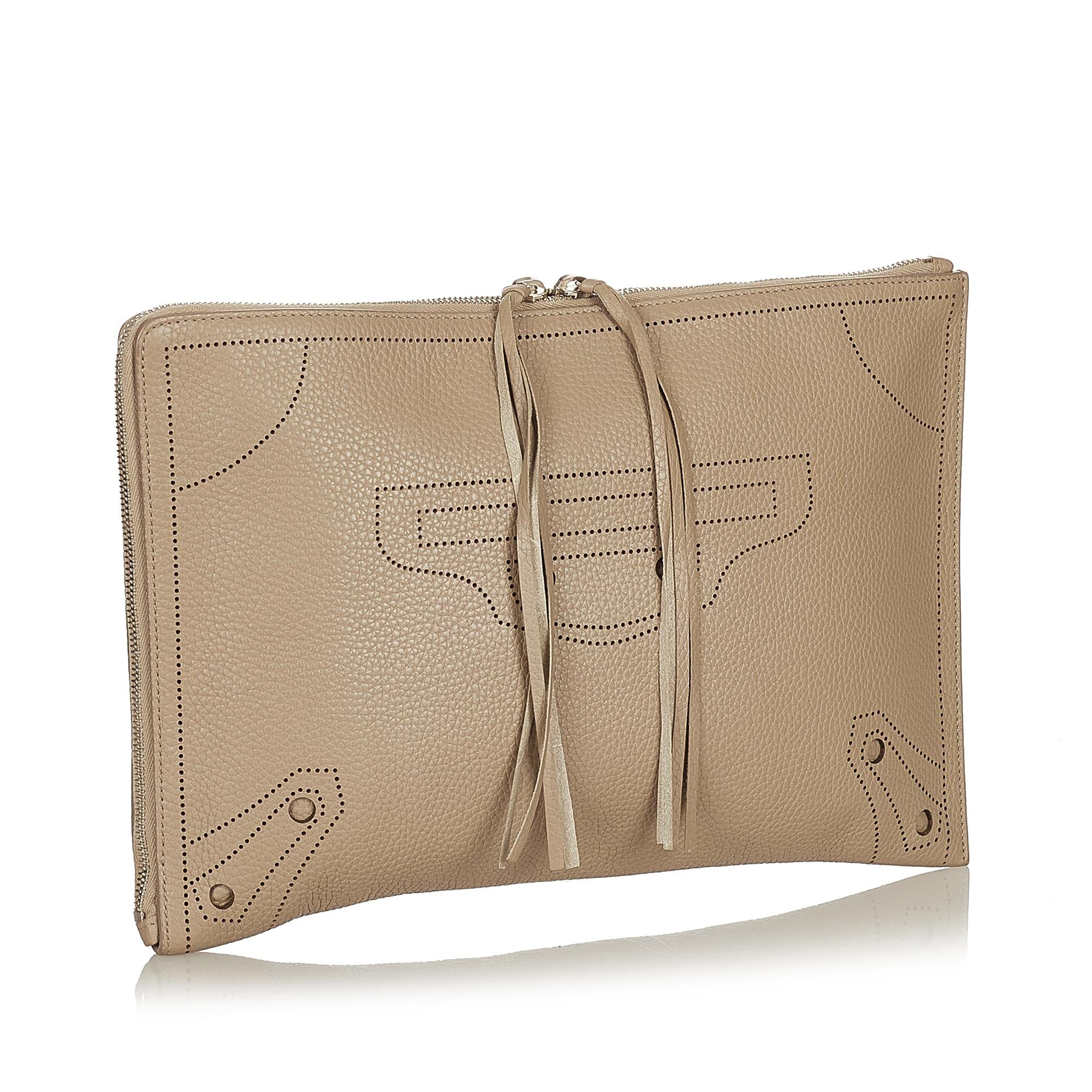 Balenciaga Blackout Zip Leather Clutch Bag (SHG-37475)