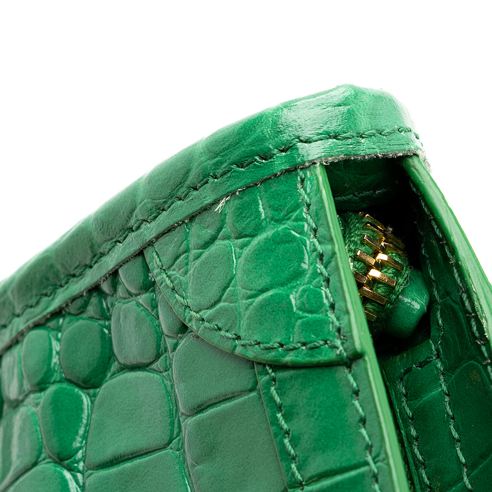 Balenciaga Croc Embossed Calfskin Metallic Edge City Nano Satchel (SHF-19953)