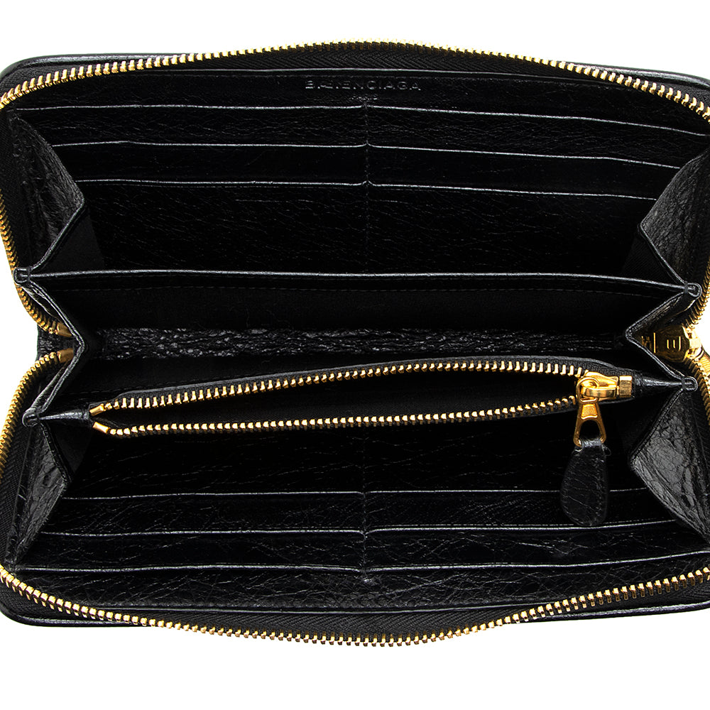 Balenciaga Leather Zip Around Wallet - FINAL SALE (SHF-18683)