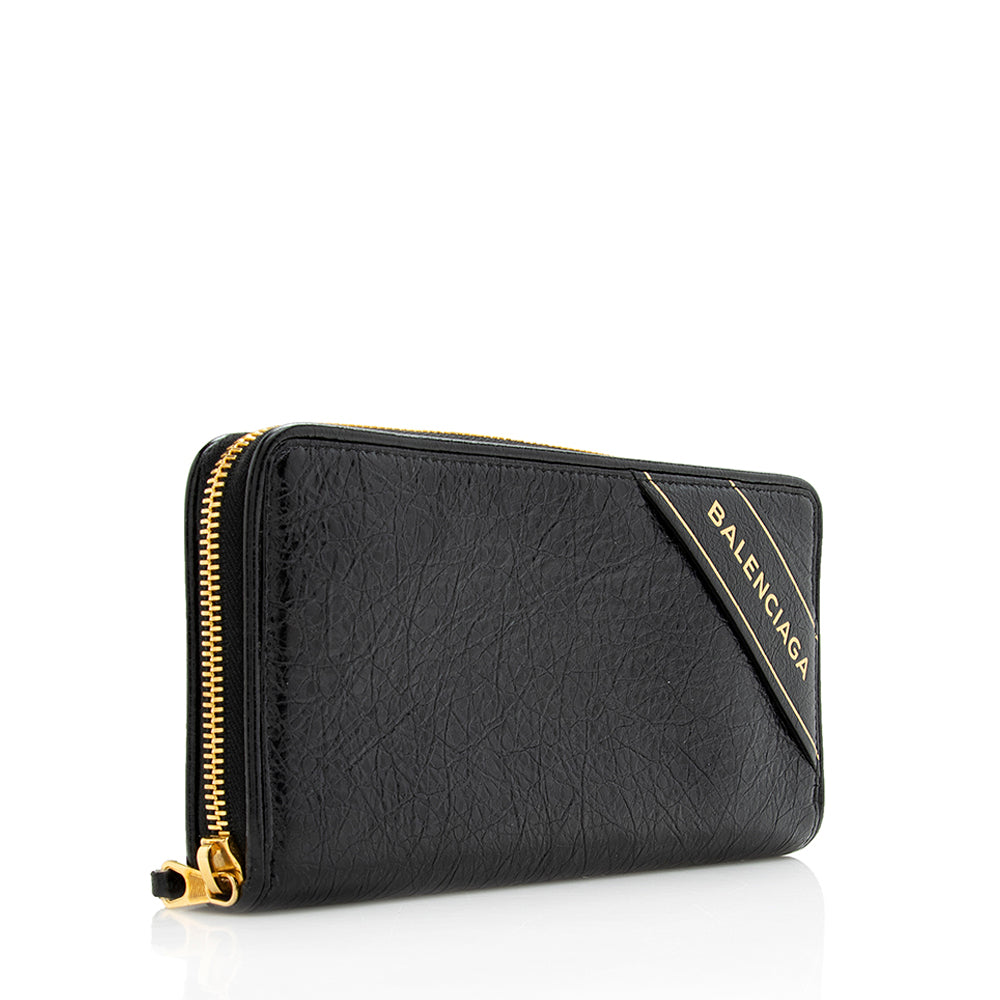 Balenciaga Leather Zip Around Wallet - FINAL SALE (SHF-18683)