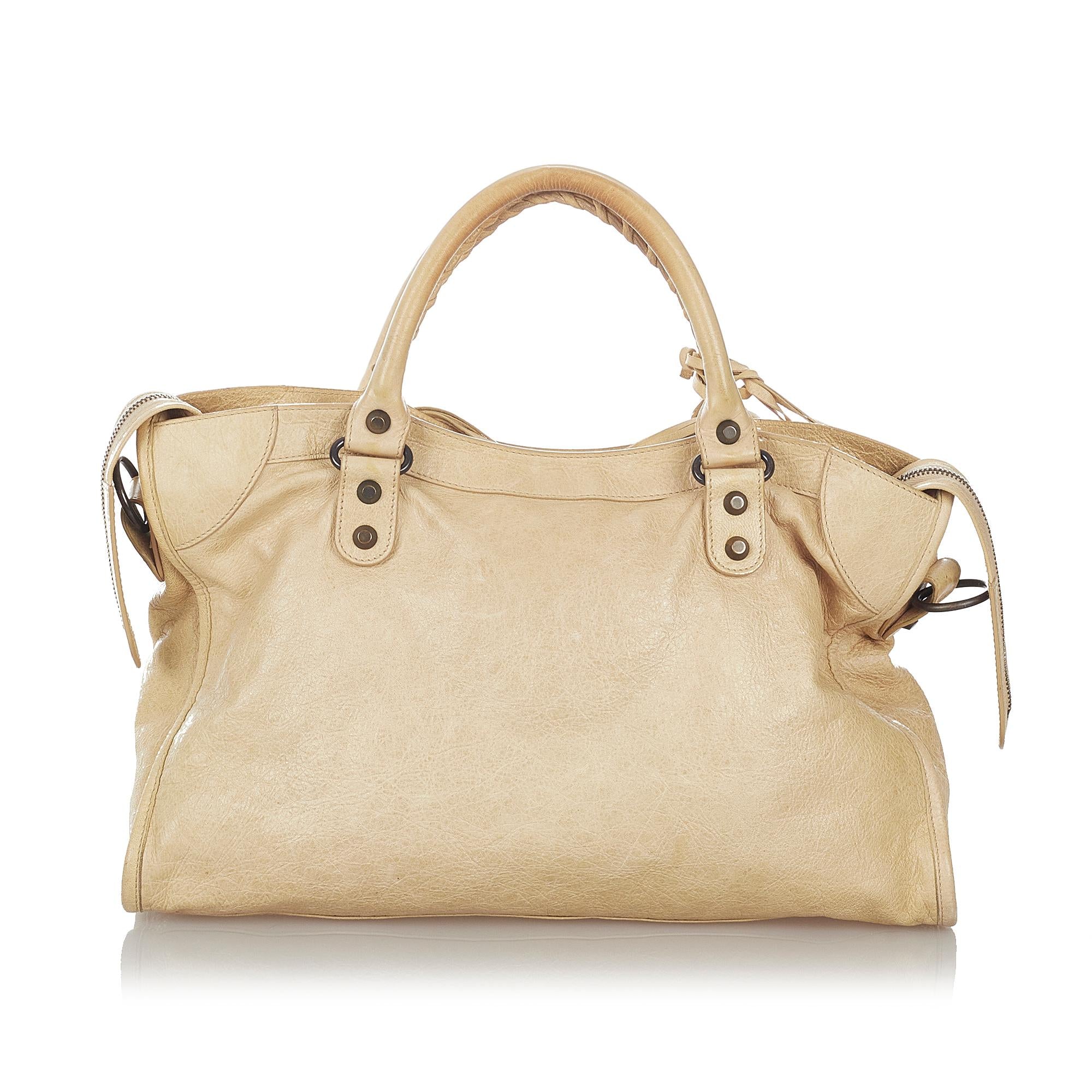 Balenciaga Motocross Classic City Lambskin Leather Satchel (SHG-26903)