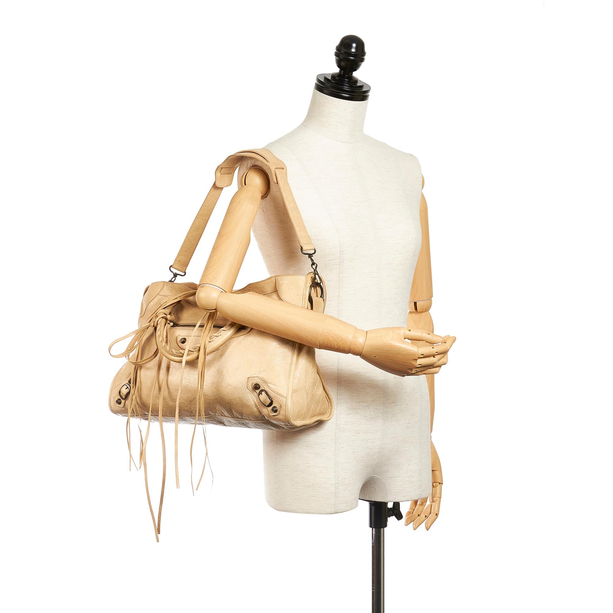 Balenciaga Motocross Classic City Lambskin Leather Satchel (SHG-26903)