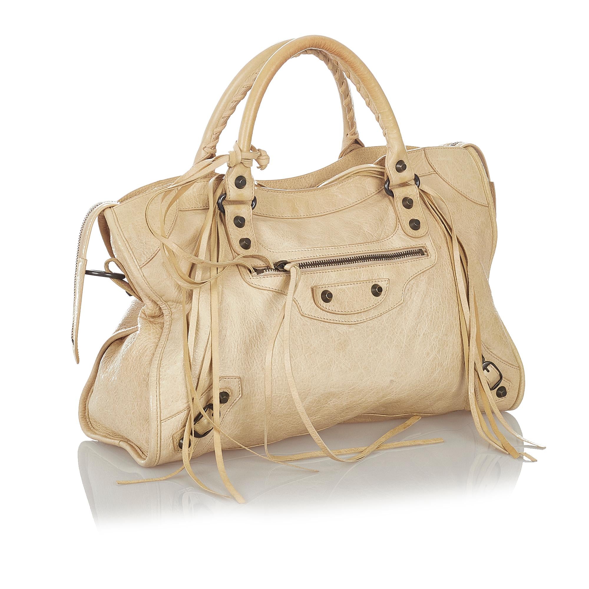 Balenciaga Motocross Classic City Lambskin Leather Satchel (SHG-26903)