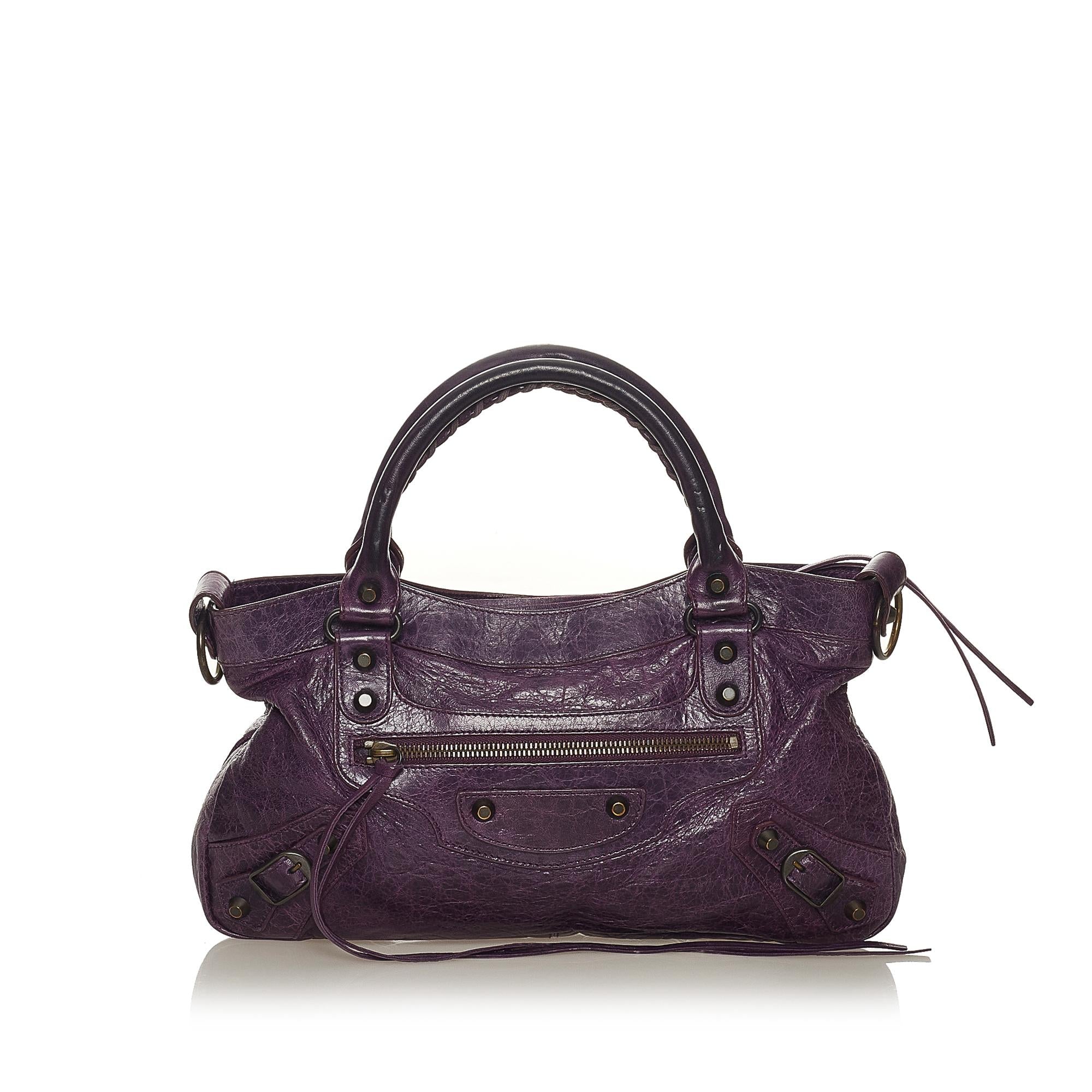 Balenciaga Motocross Classic First Lambskin Leather Satchel (SHG-27480)