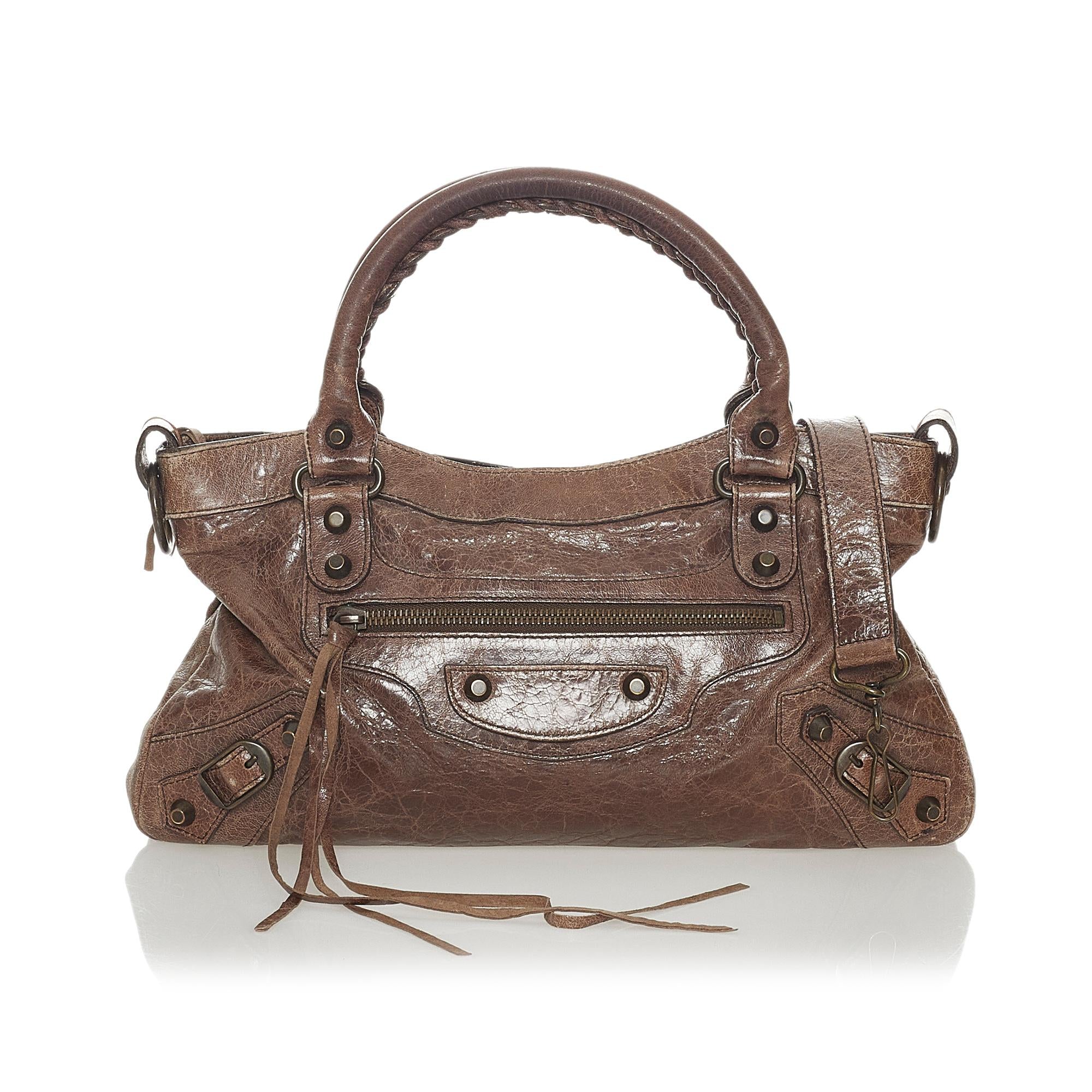 Balenciaga Motocross Classic First Lambskin Leather Shoulder Bag (SHG-28142)