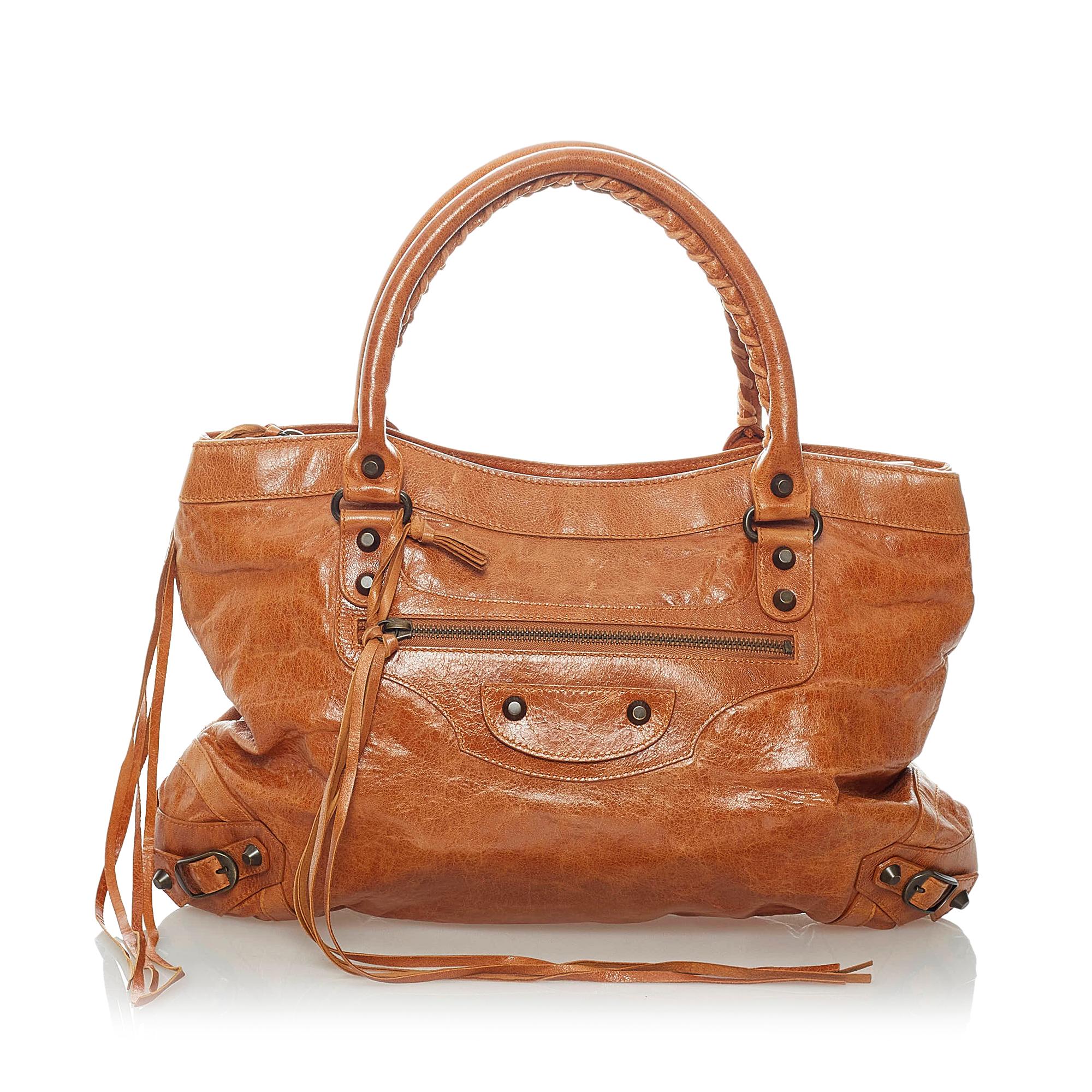 Balenciaga Motocross Classic Town Leather Handbag (SHG-32771)