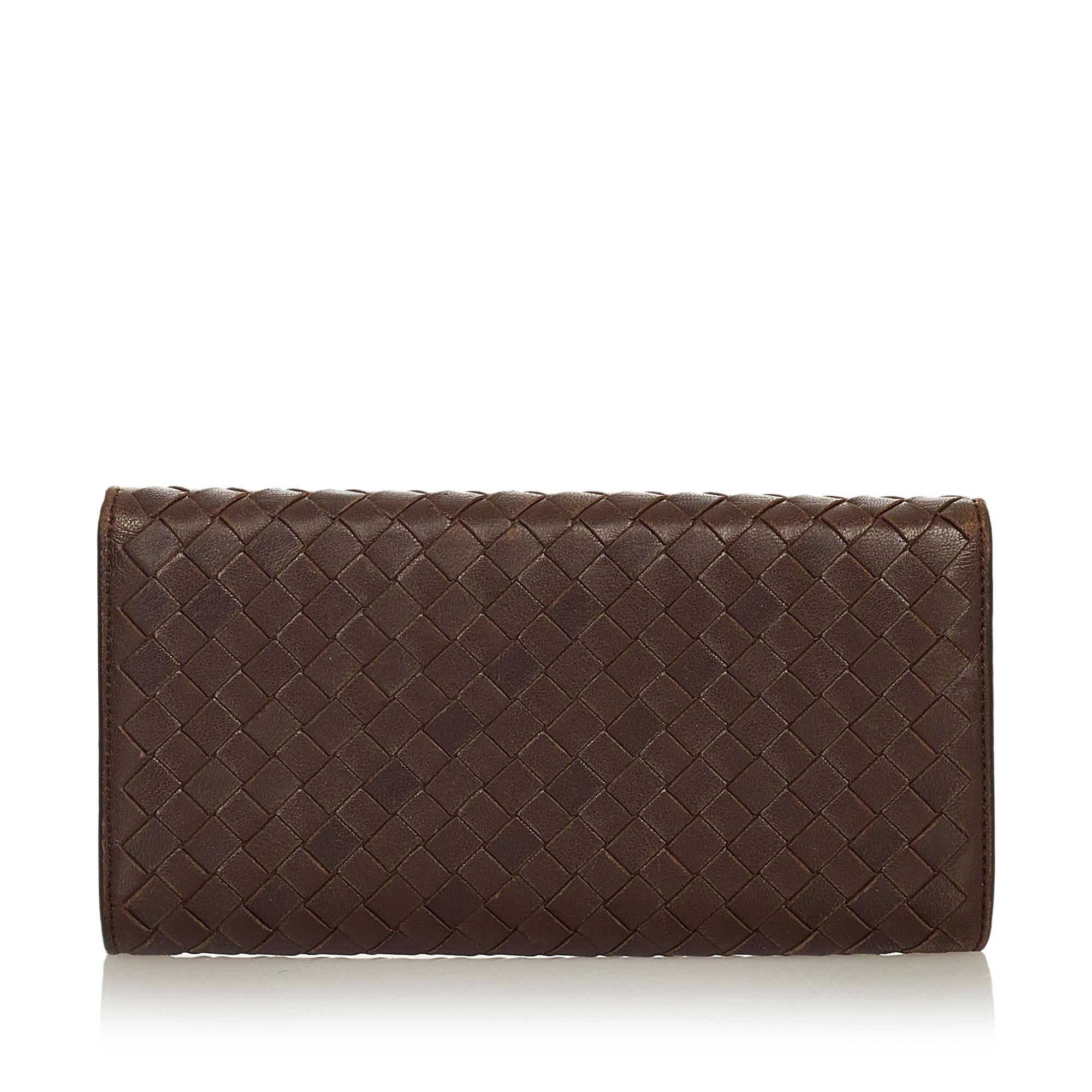 Bottega Veneta Intrecciato Leather Long Wallet (SHG-25197)