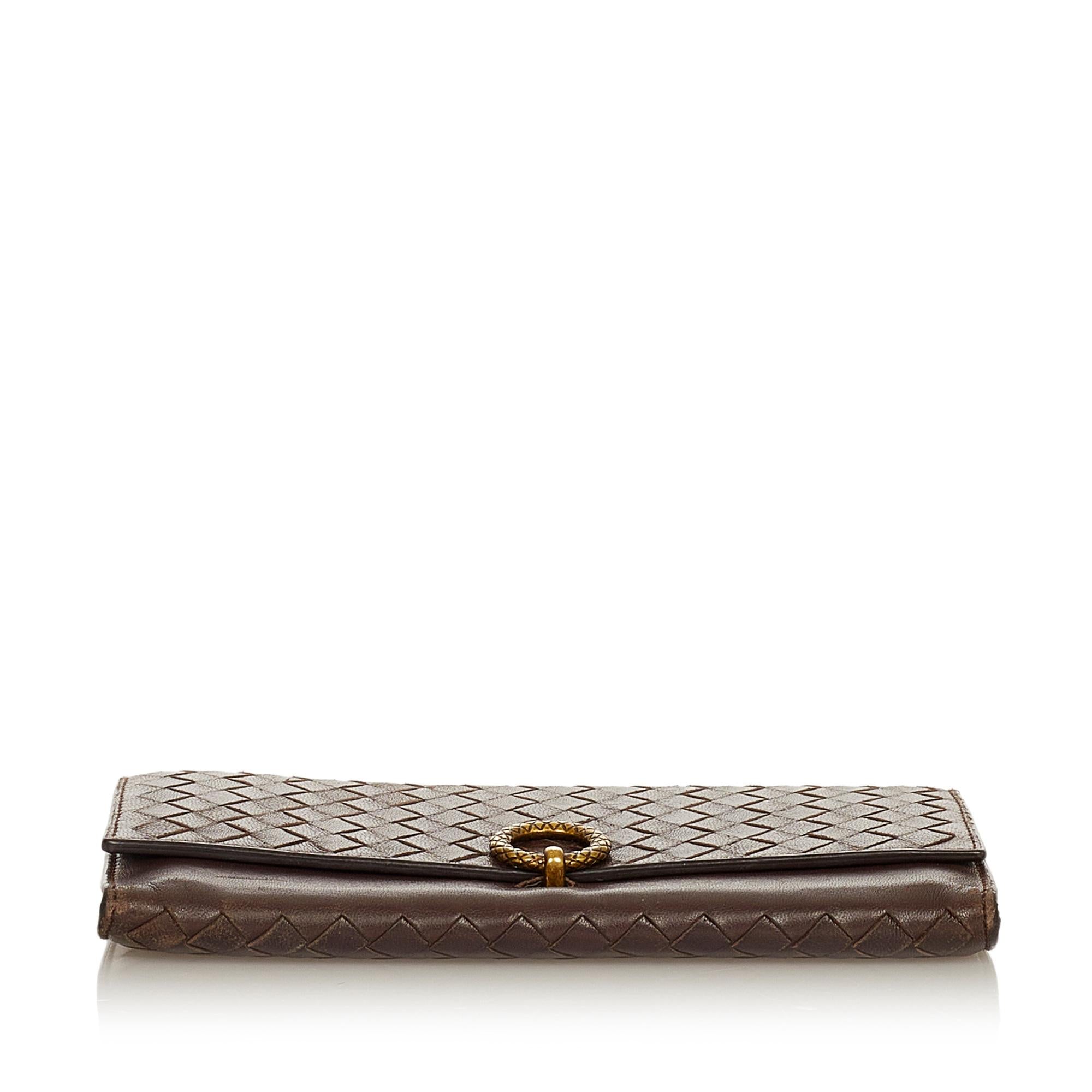 Bottega Veneta Intrecciato Leather Long Wallet (SHG-25197)