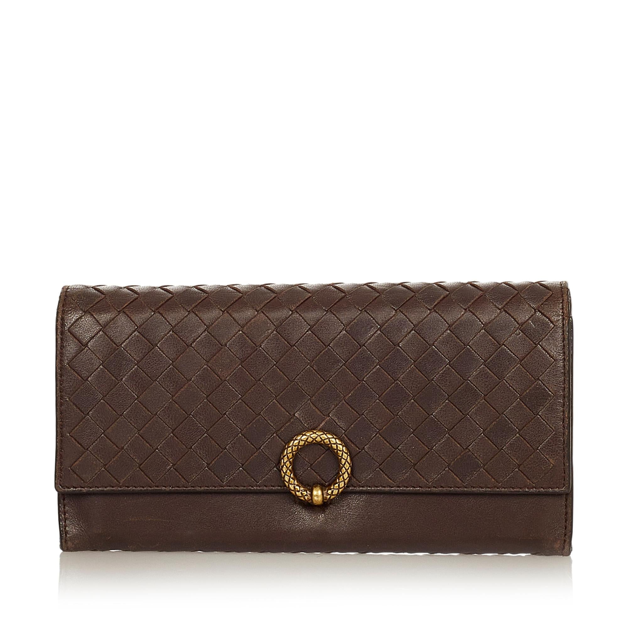 Bottega Veneta Intrecciato Leather Long Wallet (SHG-25197)