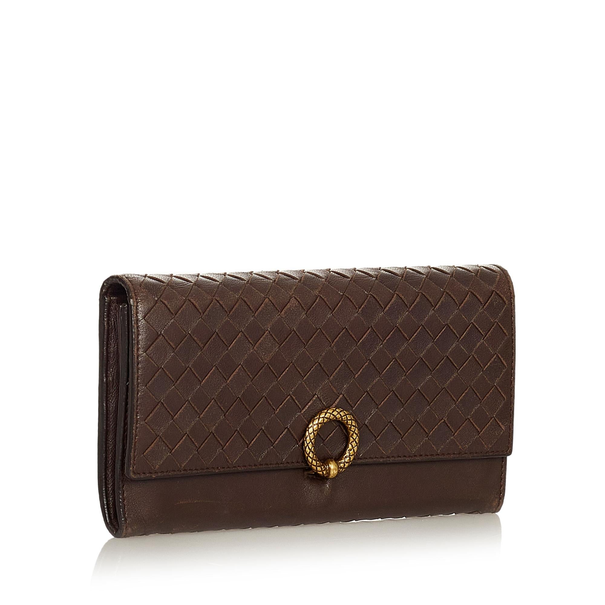 Bottega Veneta Intrecciato Leather Long Wallet (SHG-25197)