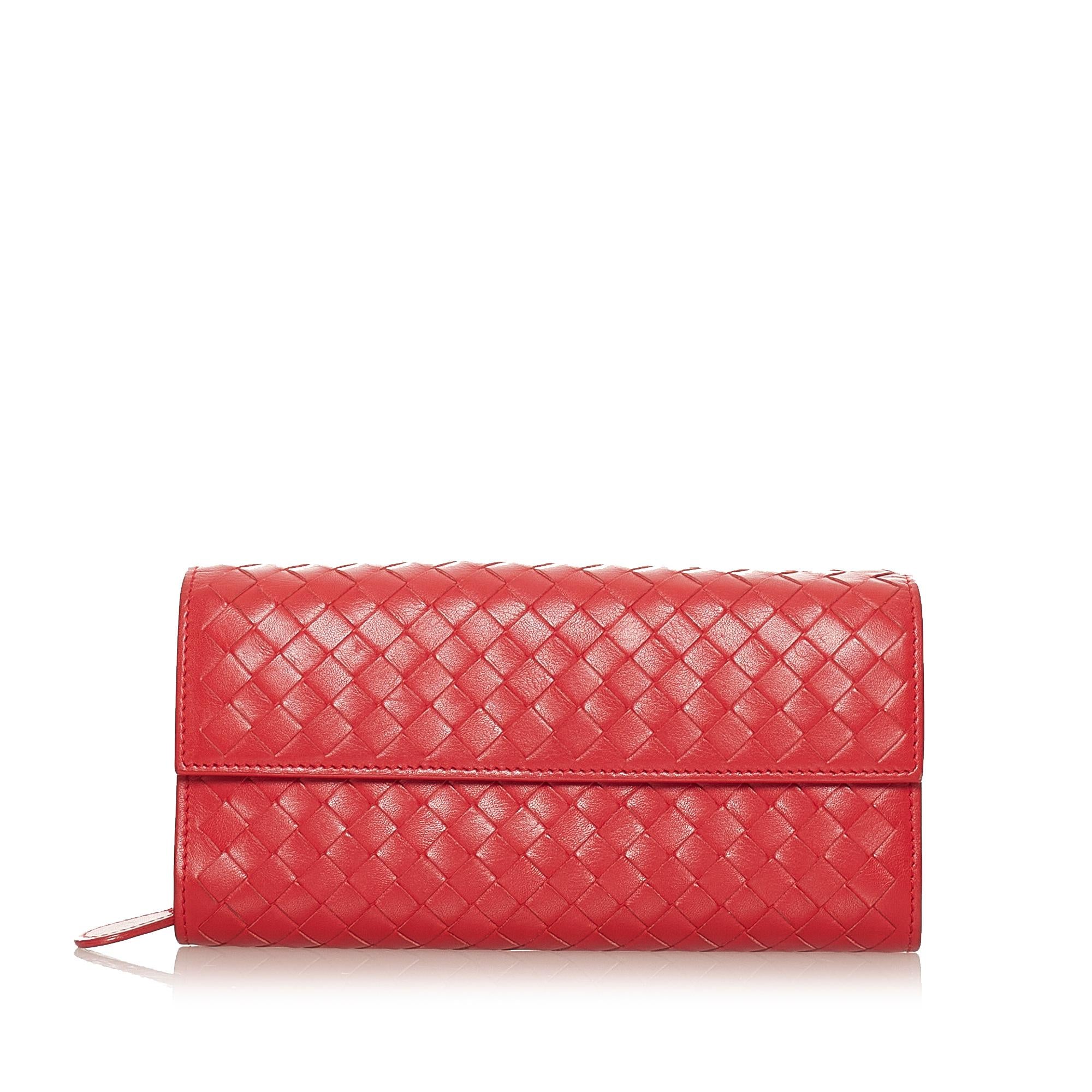 Bottega Veneta Intrecciato Leather Long Wallet (SHG-27828)