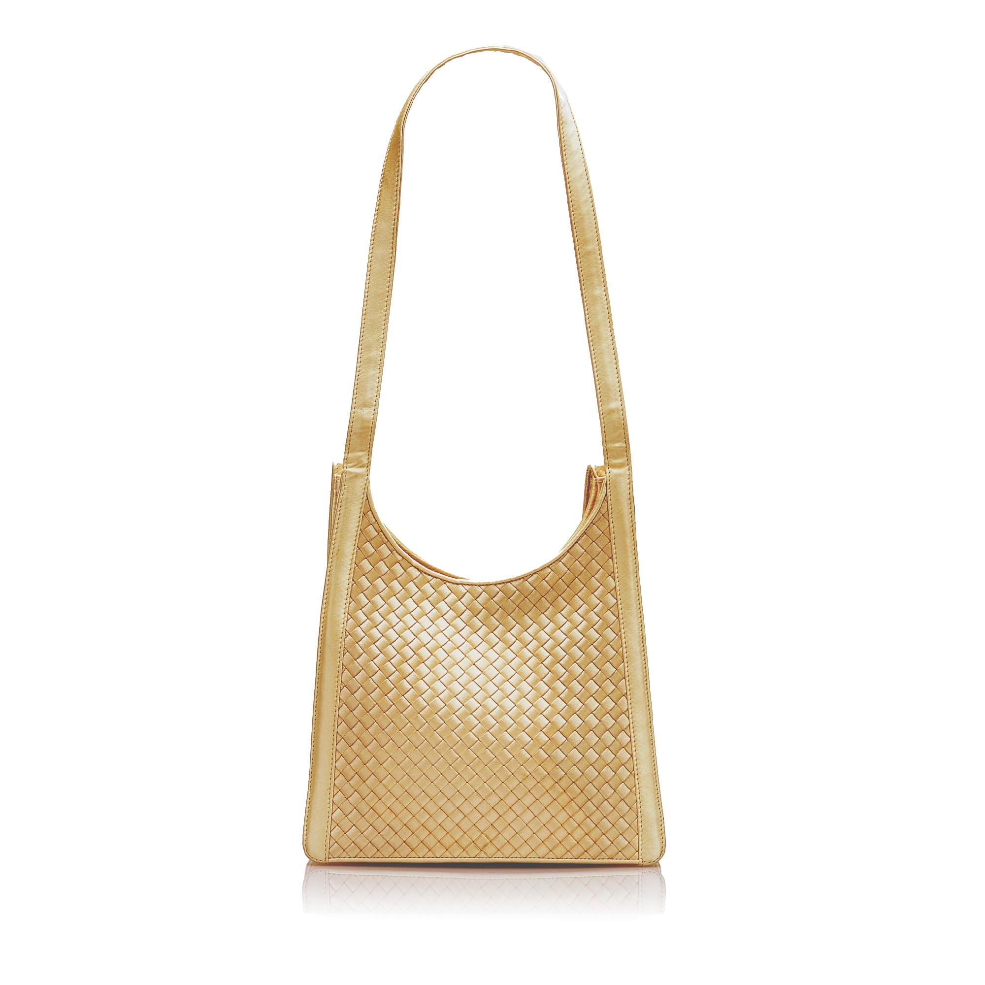 Bottega Veneta Intrecciato Satin Shoulder Bag (SHG-36709)