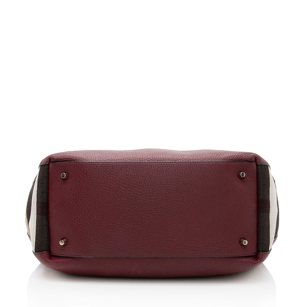 Burberry Calfskin House Check Maidstone Medium Shoulder Bag (SHF-18422)