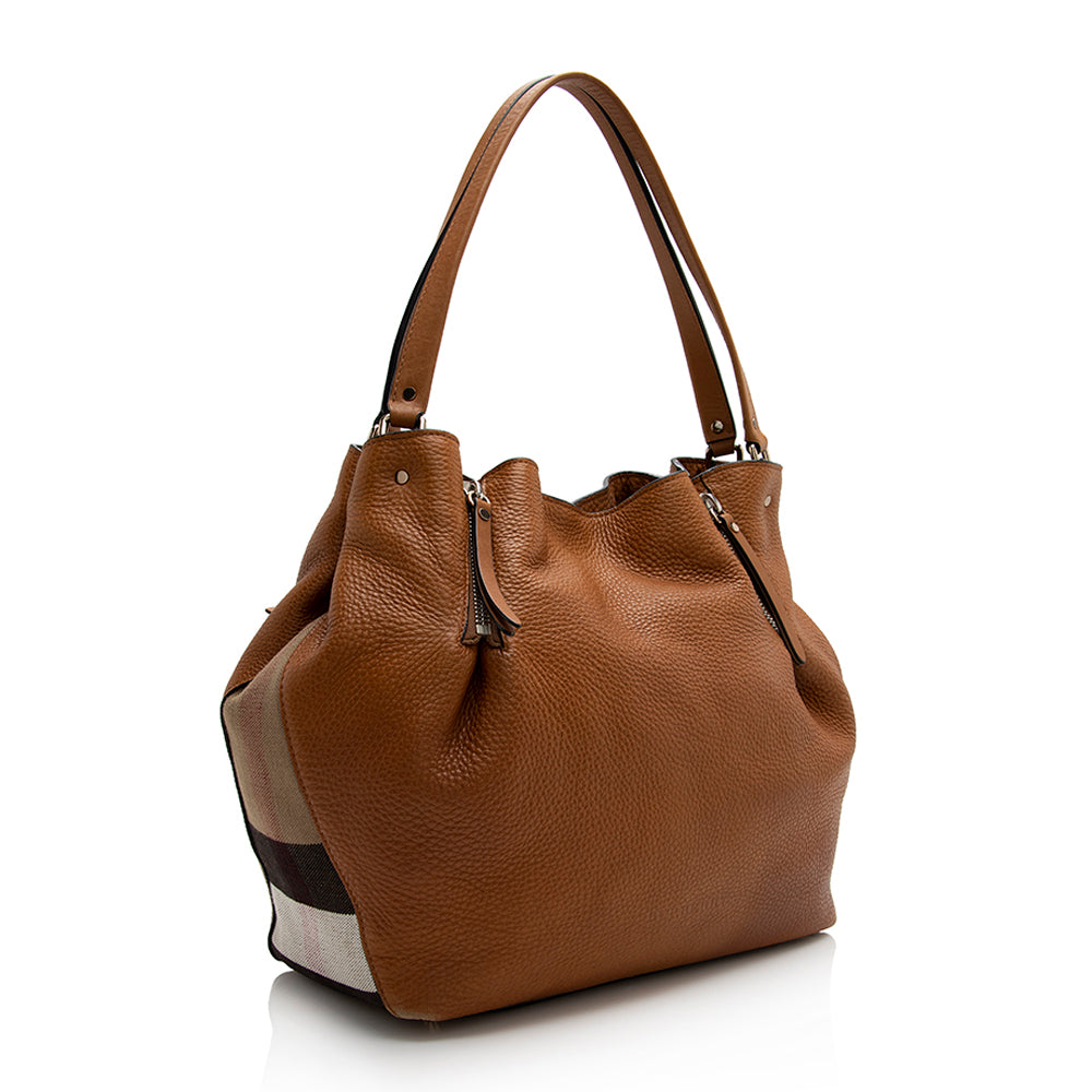 Burberry Calfskin House Check Maidstone Medium Shoulder Bag (SHF-21993)