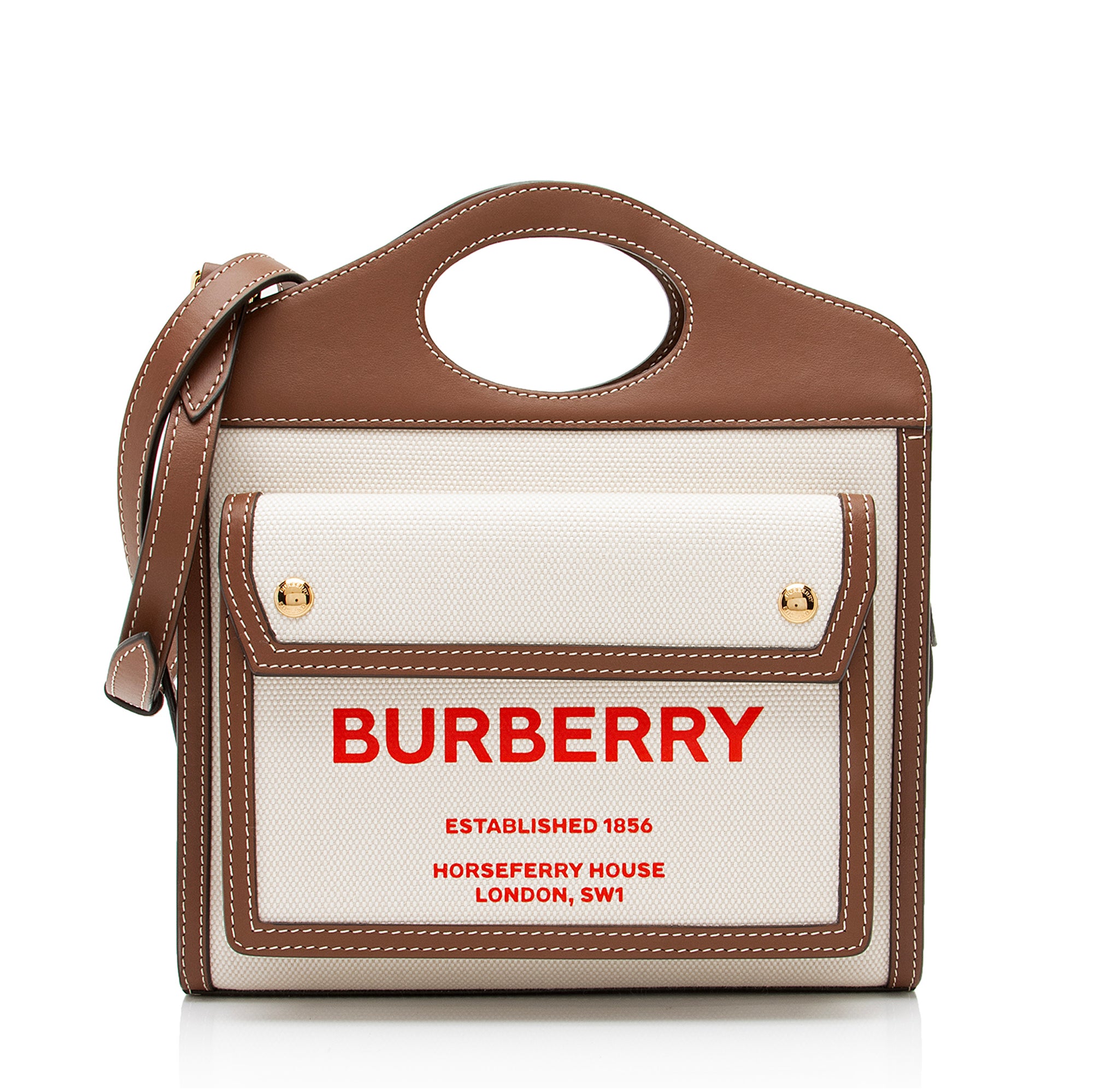 Burberry Canvas Horseferry Mini Pocket Tote (SHF-23255)
