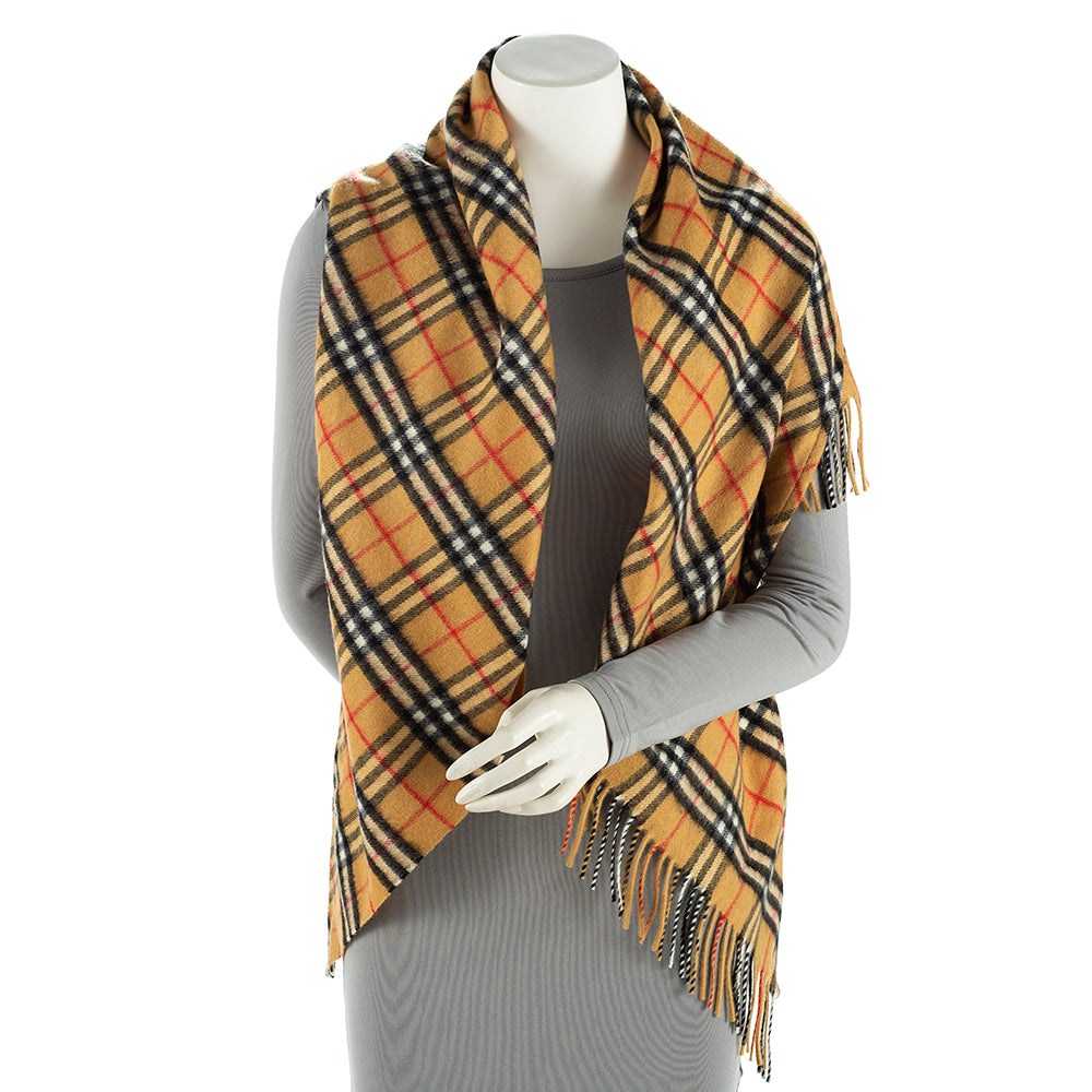 Burberry Cashmere Vintage Check Bandana Scarf (SHF-19712)
