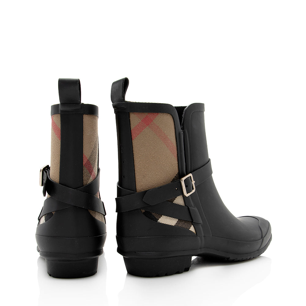 Burberry House Check Rubber Ankle Boots - Size 7 / 37 (SHF-18659)