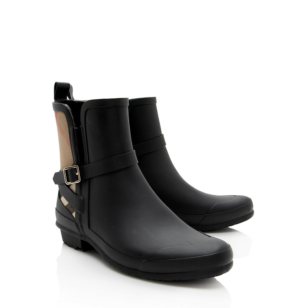 Burberry House Check Rubber Ankle Boots - Size 7 / 37 (SHF-18659)
