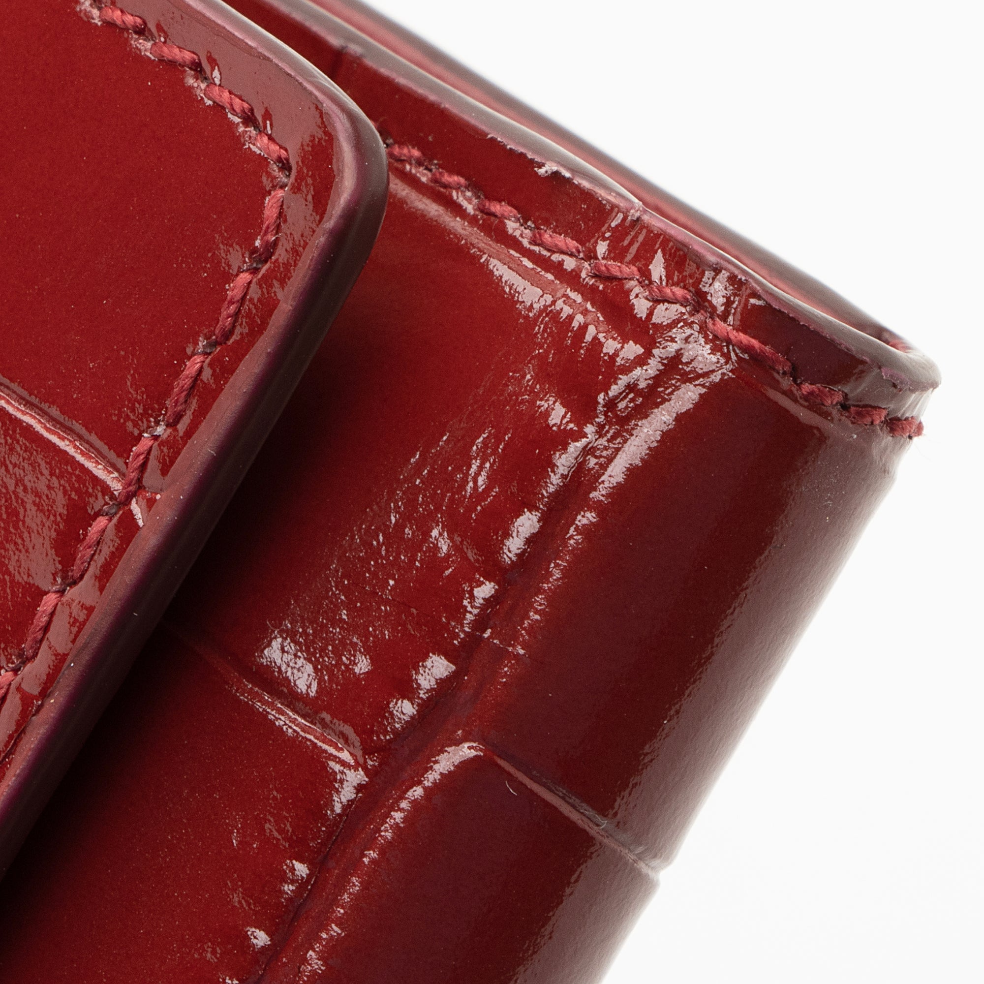 Burberry Croc Embossed Calfskin TB Tri-Fold Compact Wallet (SHF-22710)