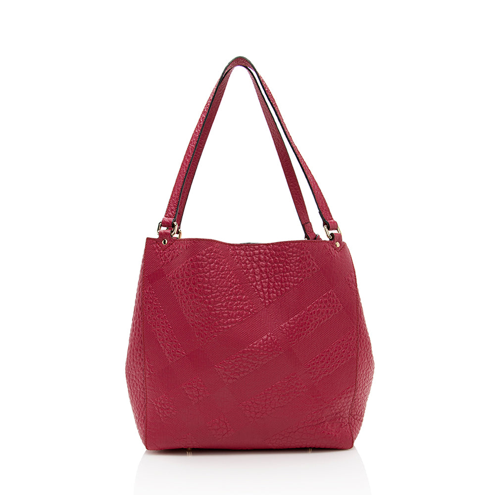Burberry Embossed Check Leather Canterbury Small Tote (SHF-18609)