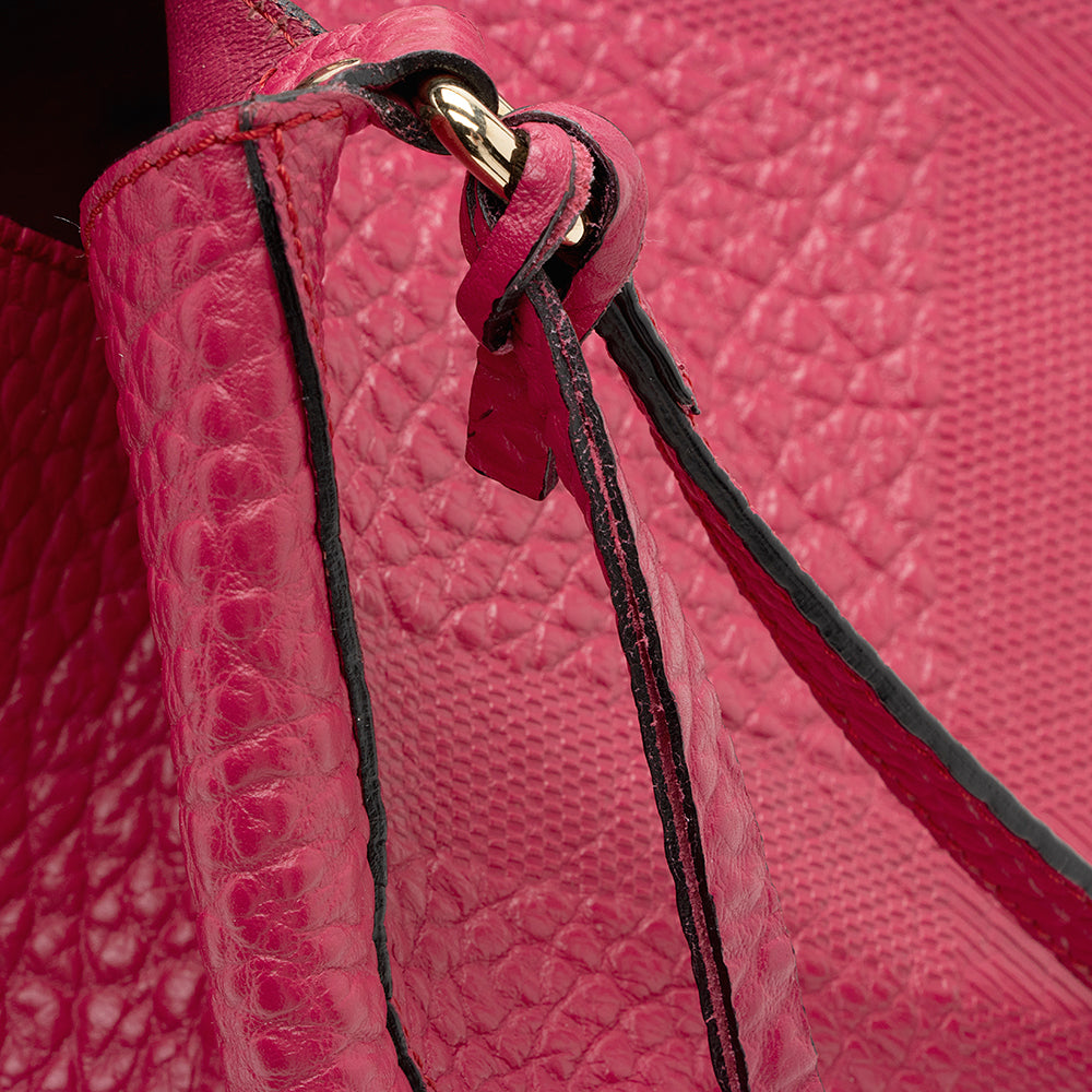 Burberry Embossed Check Leather Canterbury Small Tote (SHF-18609)