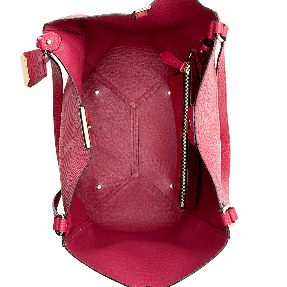 Burberry Embossed Check Leather Canterbury Small Tote (SHF-18609)