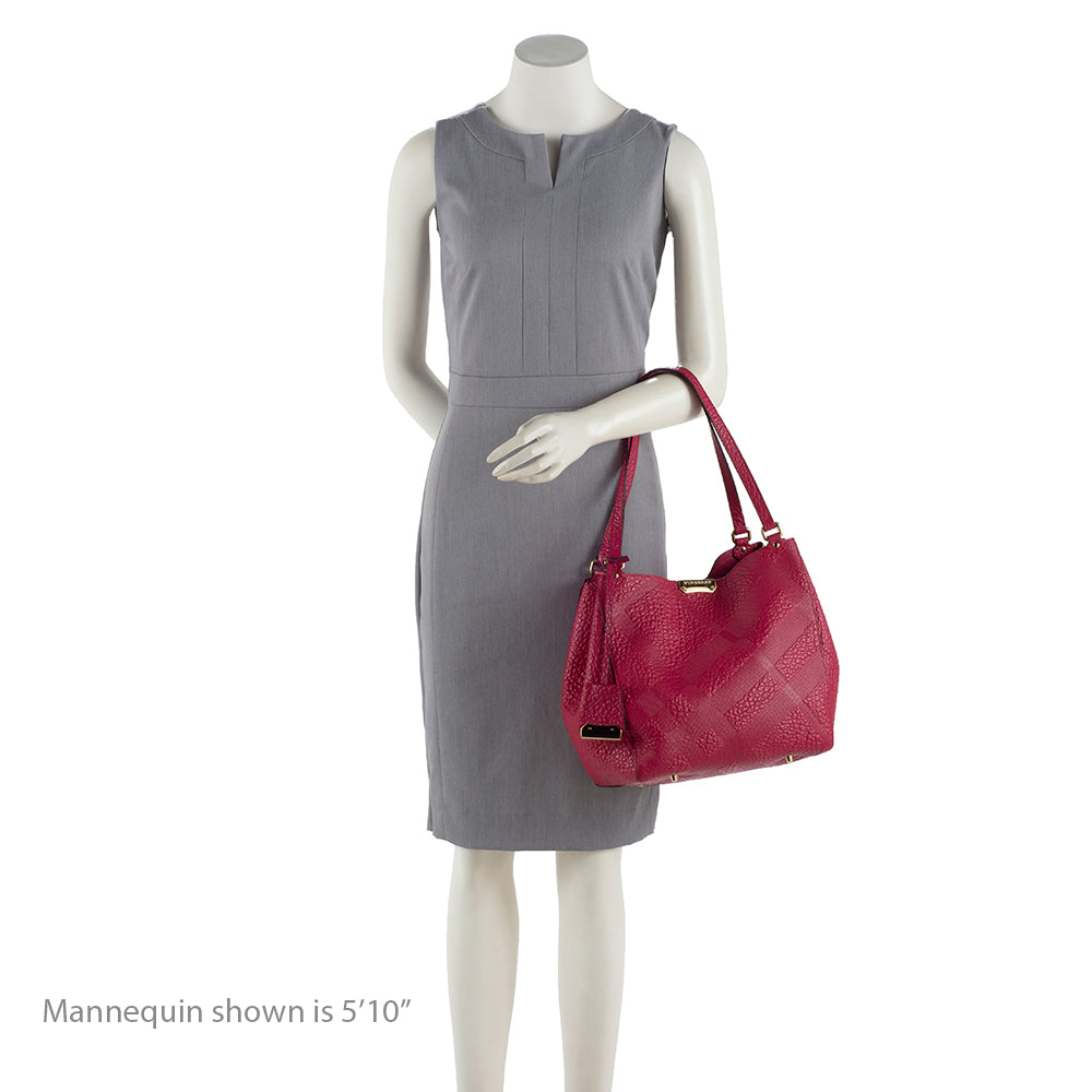 Burberry Embossed Check Leather Canterbury Small Tote (SHF-18609)