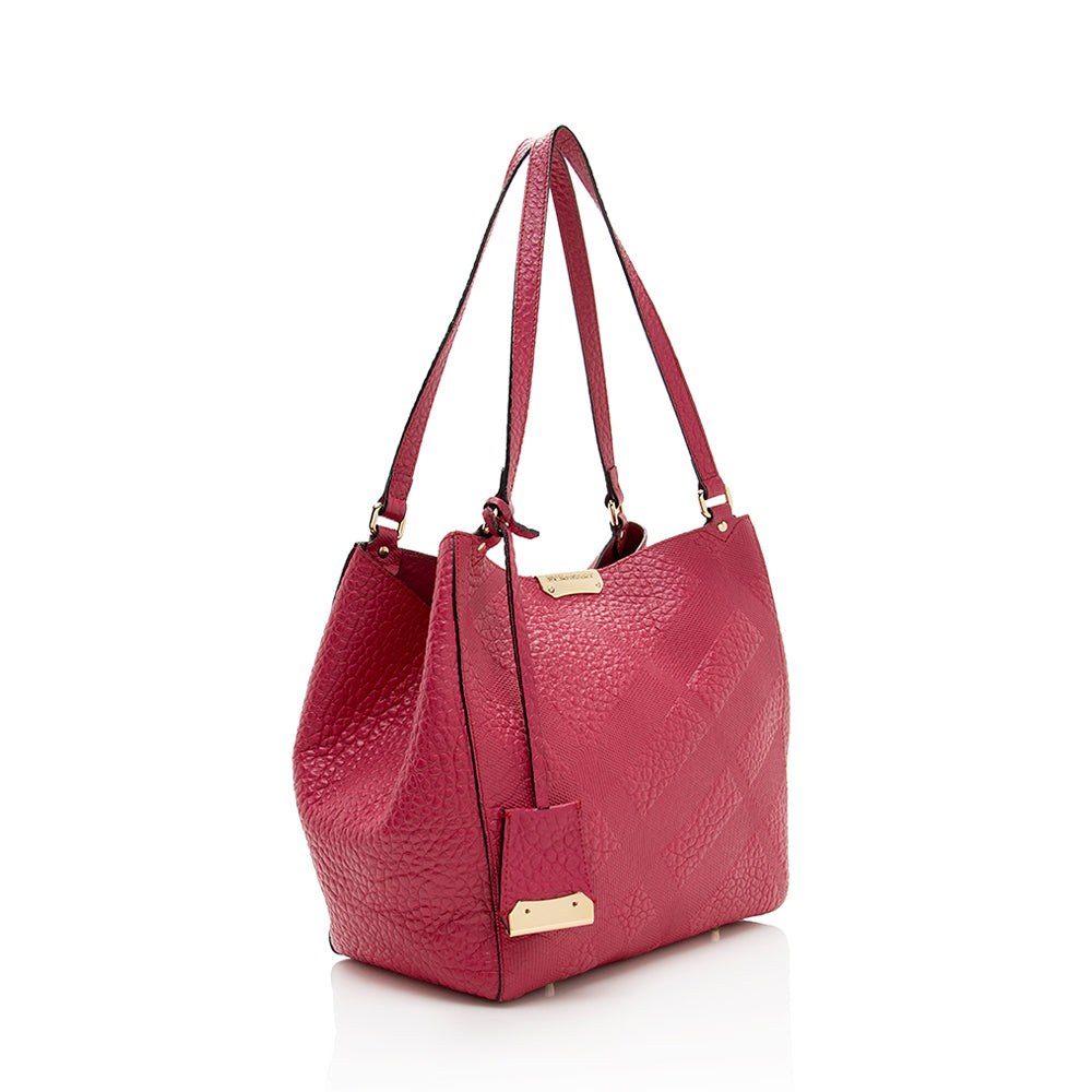 Burberry Embossed Check Leather Canterbury Small Tote (SHF-18609)
