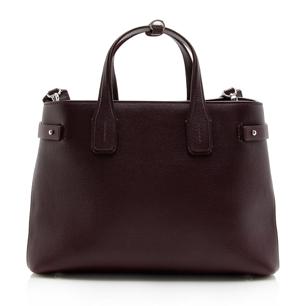 Burberry House Check Leather Banner Medium Tote (SHF-13541)