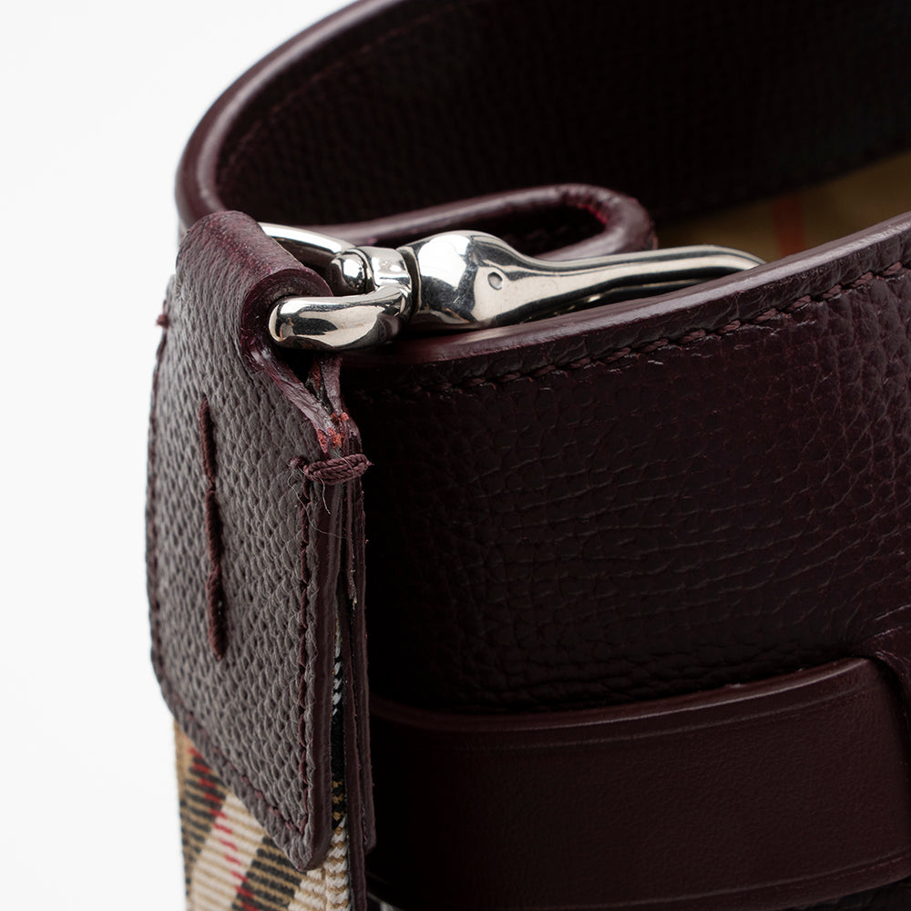 Burberry House Check Leather Banner Medium Tote (SHF-13541)