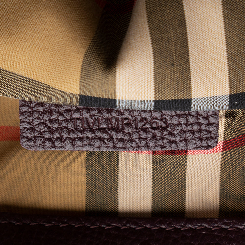 Burberry House Check Leather Banner Medium Tote (SHF-13541)