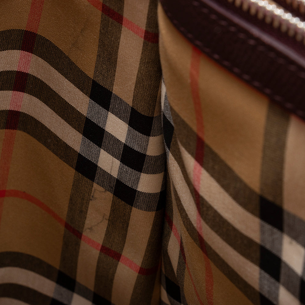 Burberry House Check Leather Banner Medium Tote (SHF-13541)