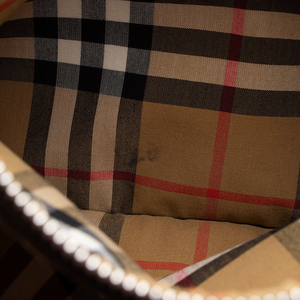 Burberry House Check Leather Banner Medium Tote (SHF-13541)