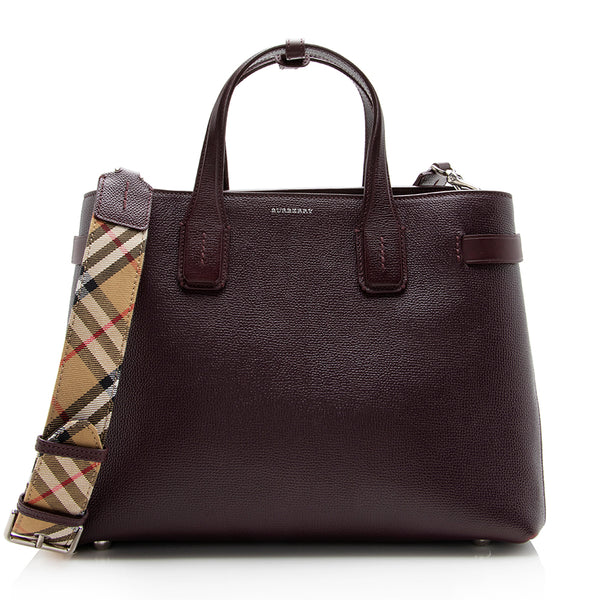 Burberry House Check Leather Banner Medium Tote (SHF-13541)
