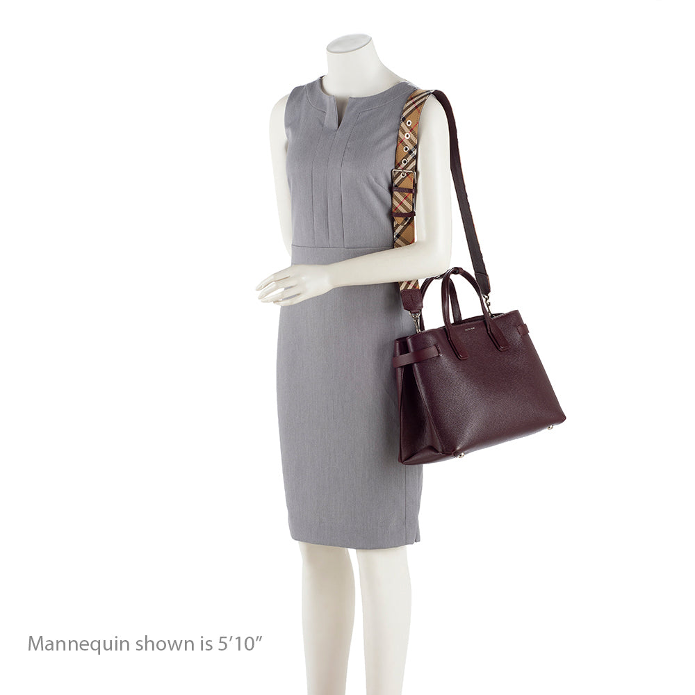 Burberry House Check Leather Banner Medium Tote (SHF-13541)