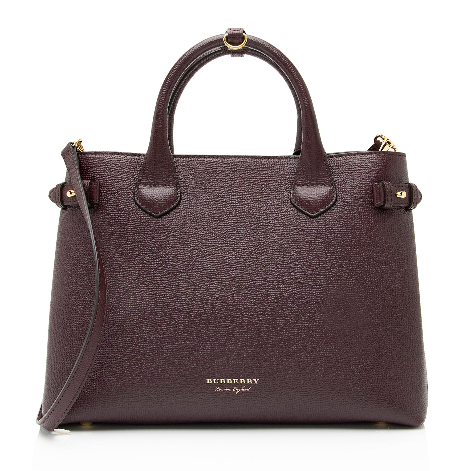 Burberry House Check Leather Banner Medium Tote (SHF-23800)